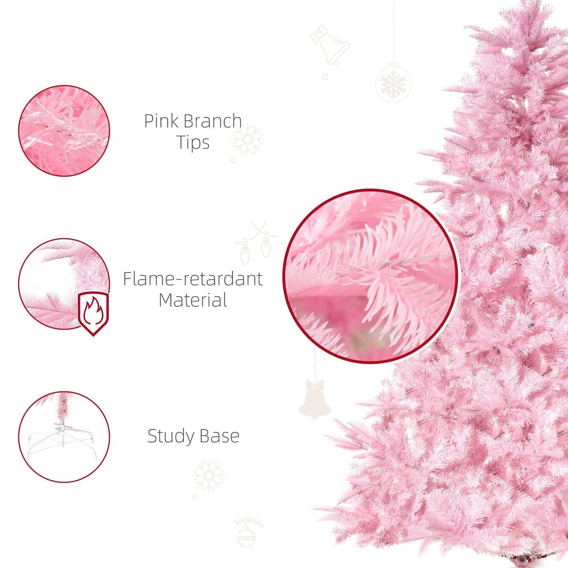 HOMCOM 5FT Pink Pop-up Xmas Tree: Perfect Holiday Decoration - ALL4U RETAILER LTD