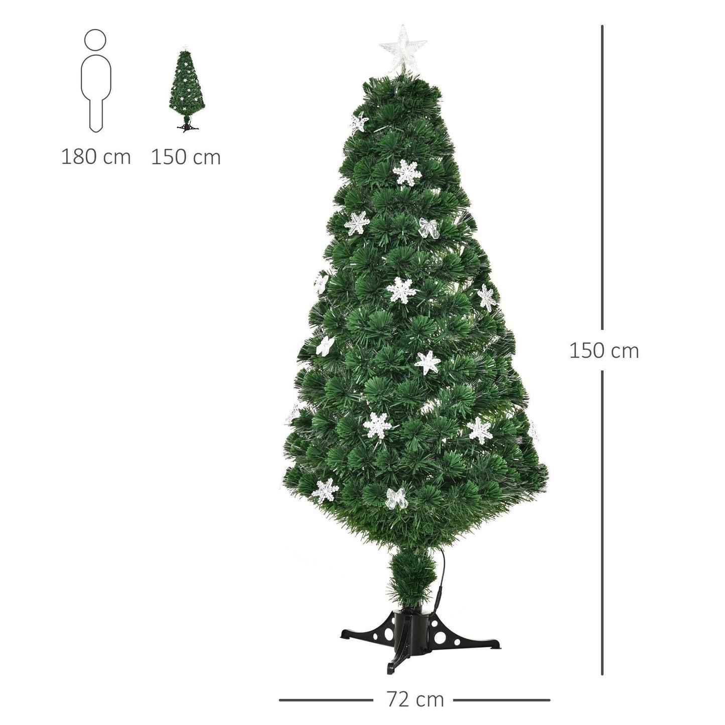 HOMCOM 5FT Pre-lit Christmas Tree - Green - ALL4U RETAILER LTD