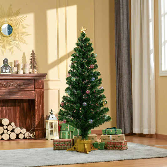 HOMCOM 5FT Pre-lit Fiber Optic Christmas Tree – Golden Stand - ALL4U RETAILER LTD