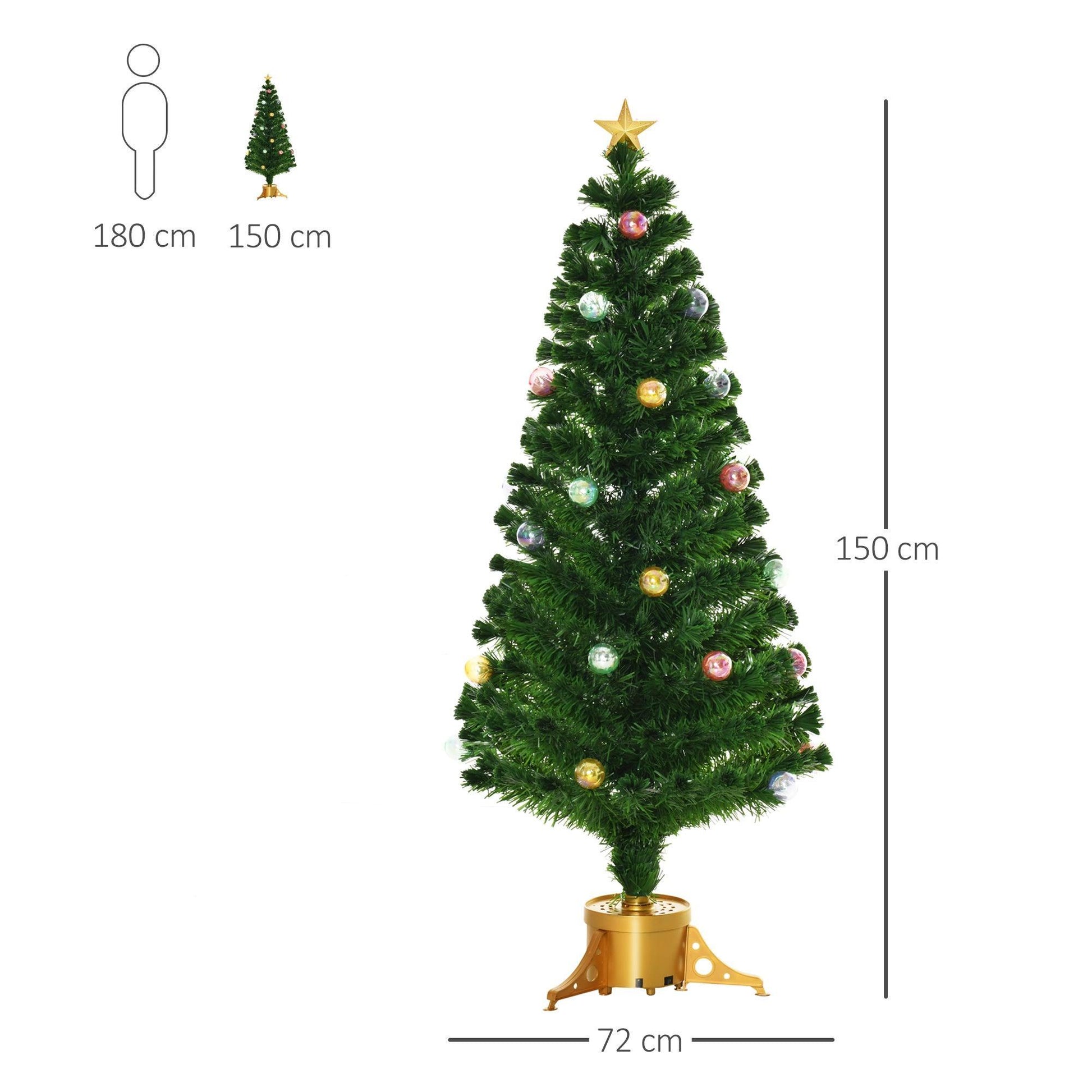 HOMCOM 5FT Pre-lit Fiber Optic Christmas Tree – Golden Stand - ALL4U RETAILER LTD