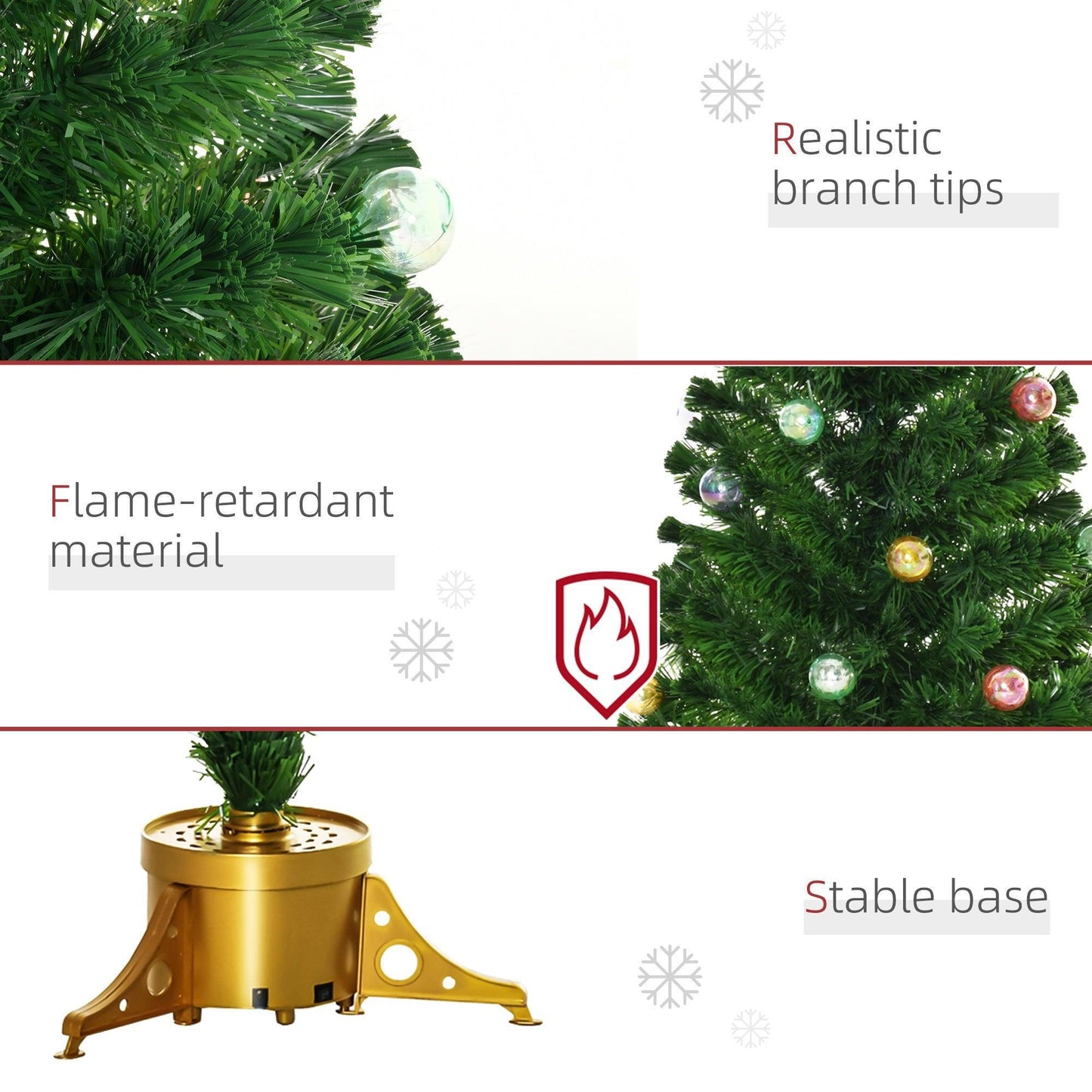 HOMCOM 5FT Pre-lit Fiber Optic Christmas Tree – Golden Stand - ALL4U RETAILER LTD