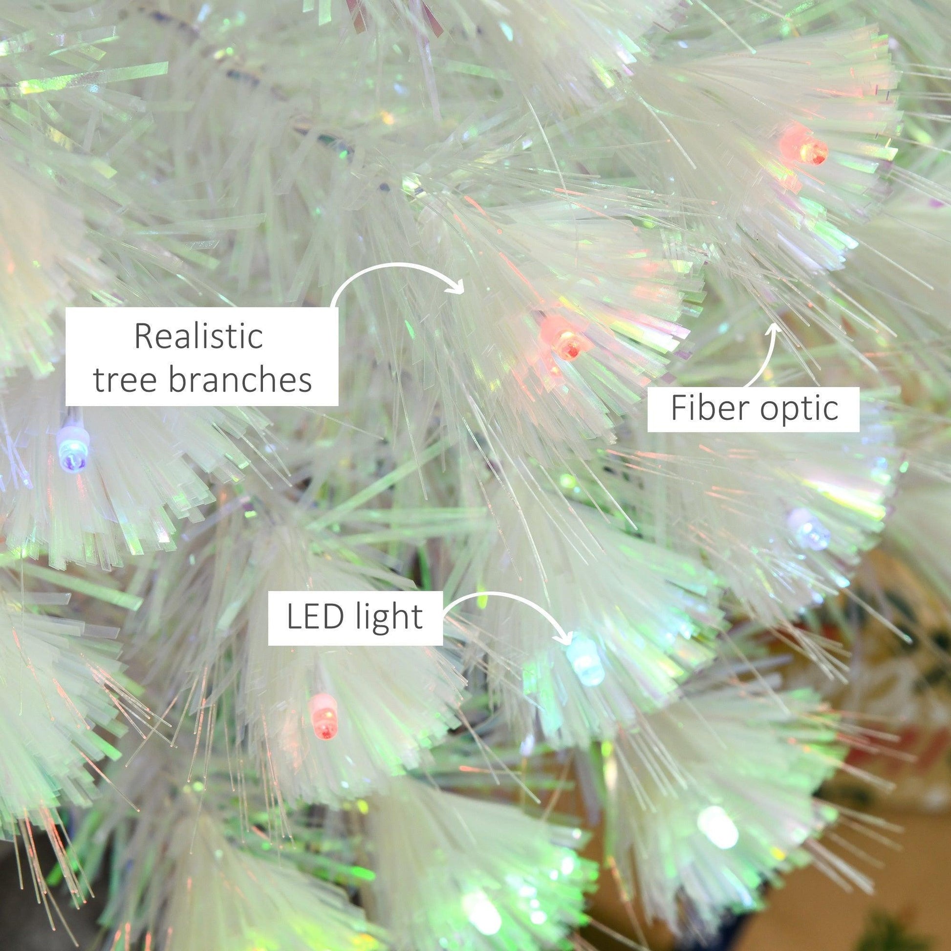 HOMCOM 5ft Prelit Christmas Tree: White Fibre Optic LED - ALL4U RETAILER LTD