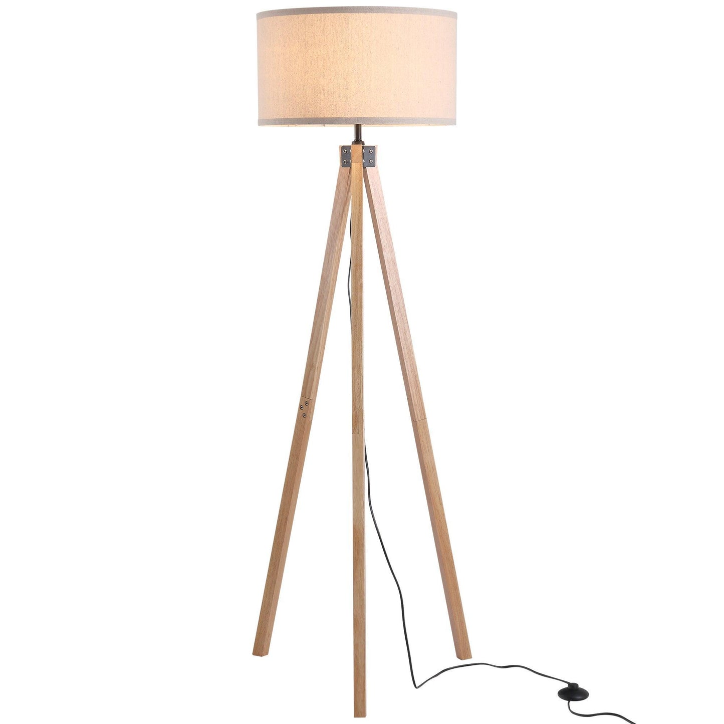 HOMCOM 5FT Tripod Floor Lamp - Beige - ALL4U RETAILER LTD