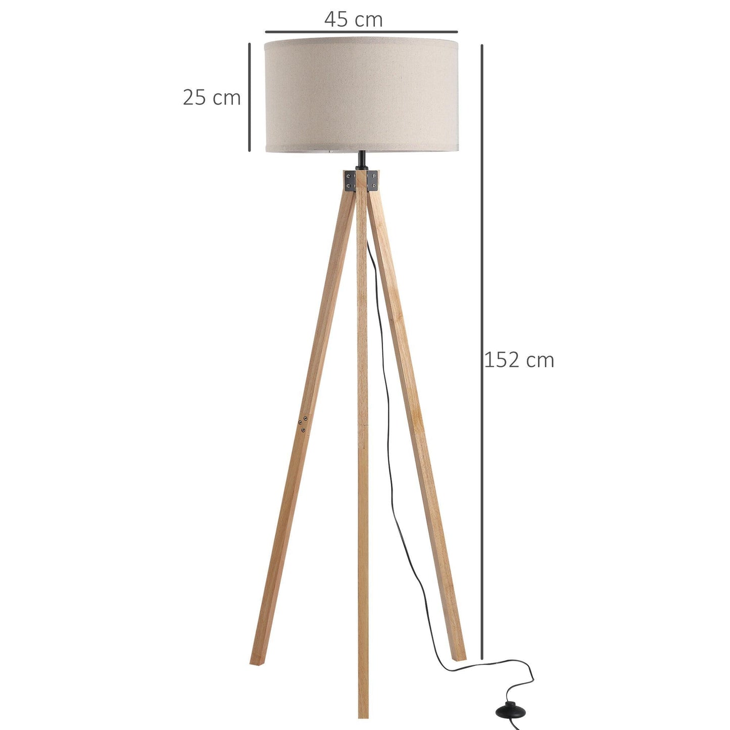 HOMCOM 5FT Tripod Floor Lamp - Beige - ALL4U RETAILER LTD