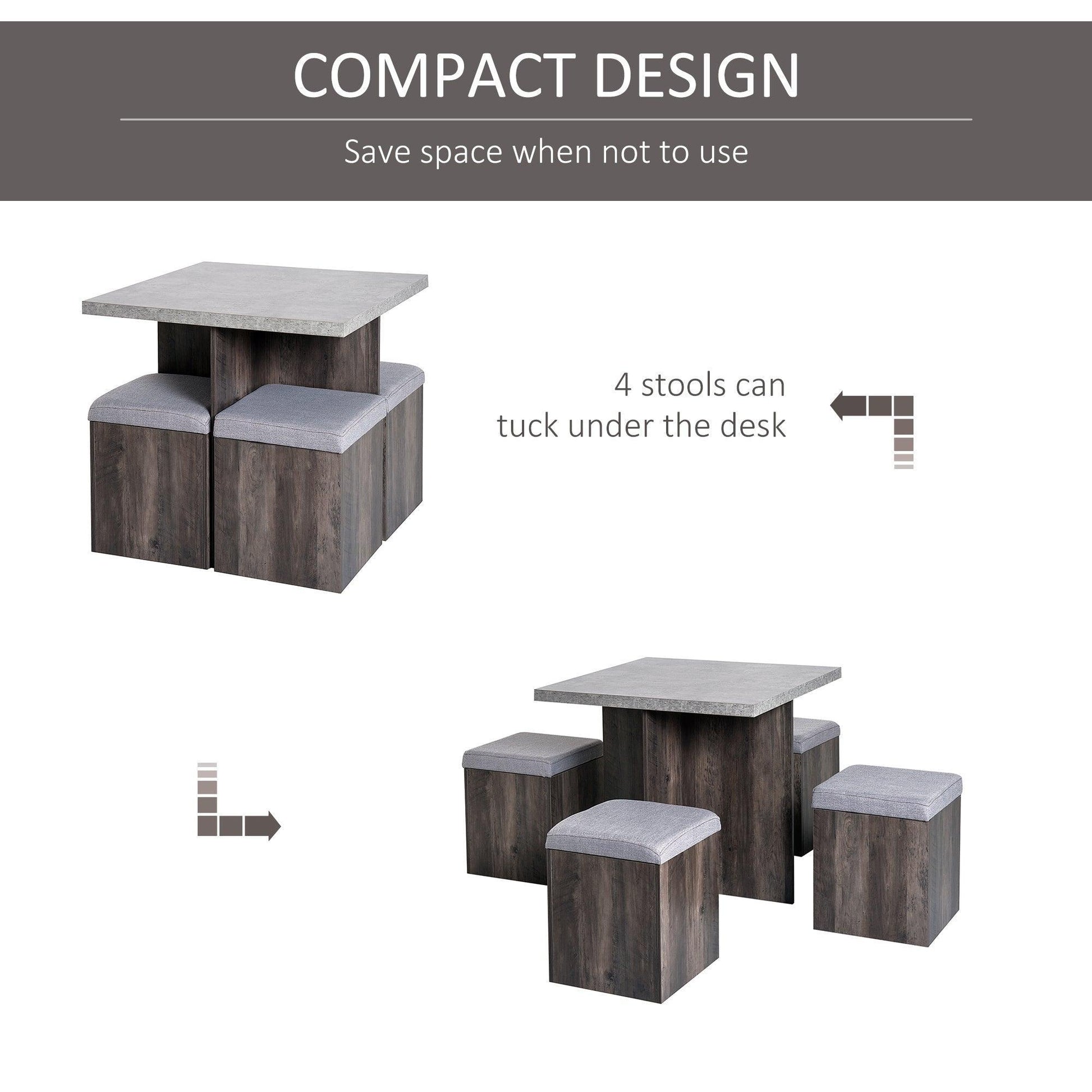 HOMCOM 5PC Wooden Dining Set with Table and Stools - ALL4U RETAILER LTD