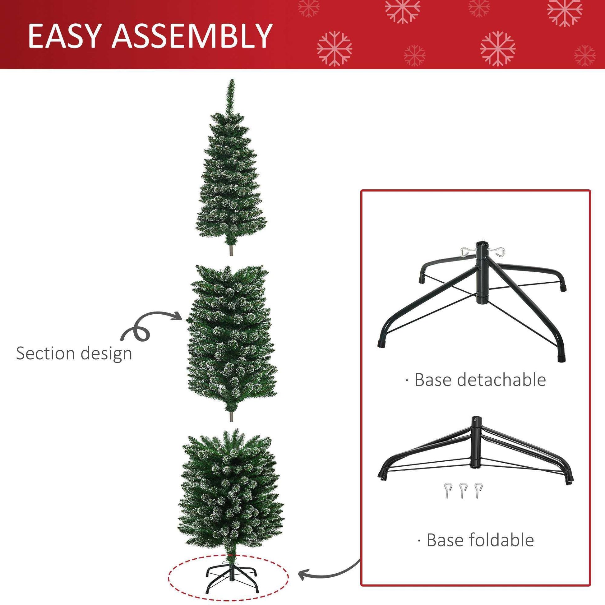 HOMCOM Snow Dipped Xmas Tree- 6.5FT | Simple & Elegant - ALL4U RETAILER LTD