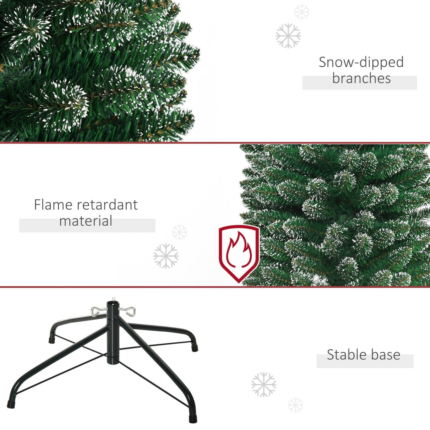 HOMCOM Snow Dipped Xmas Tree- 6.5FT | Simple & Elegant - ALL4U RETAILER LTD