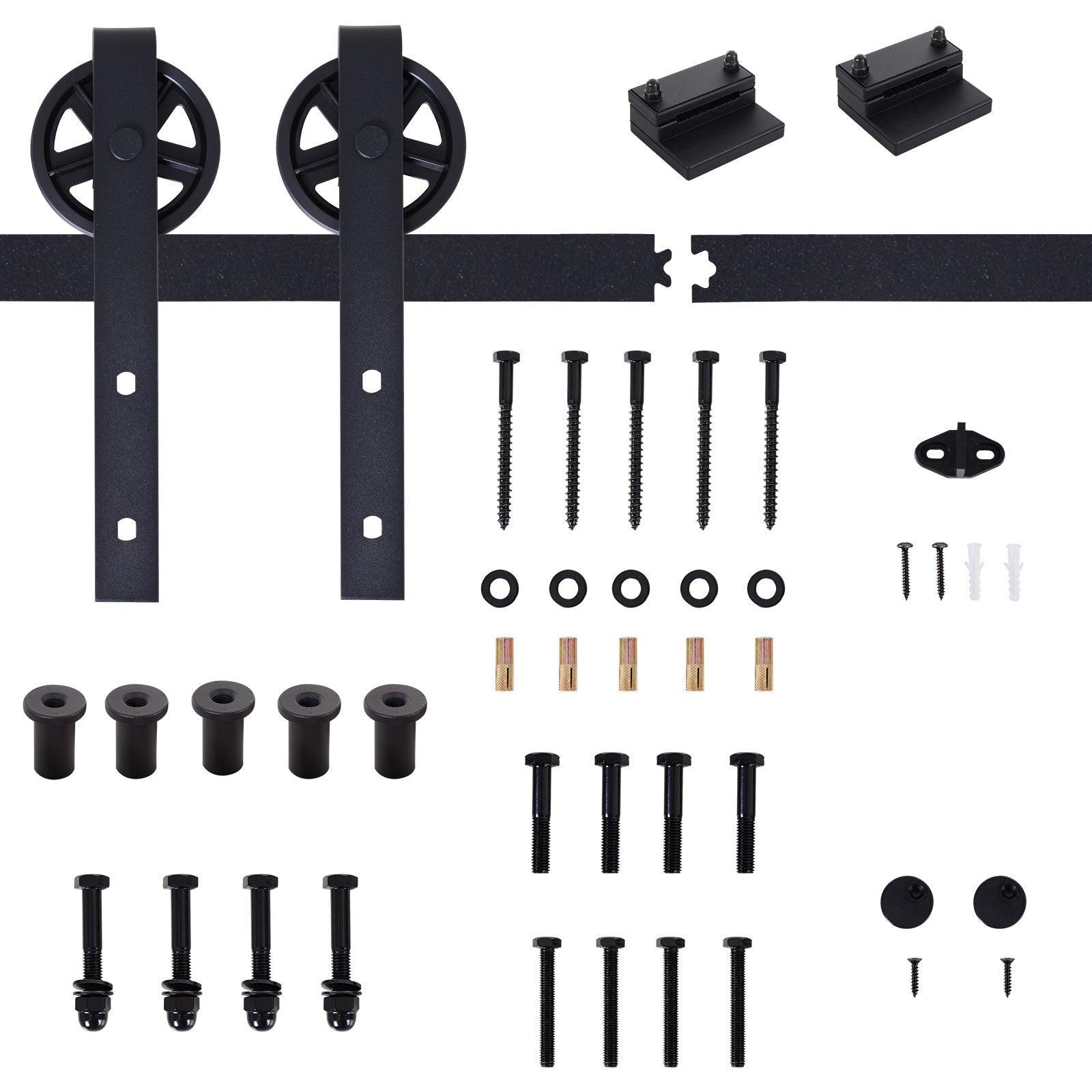 HOMCOM 6.6 FT Barn Door Kits - Easy-slide Carbon Steel Track System - ALL4U RETAILER LTD