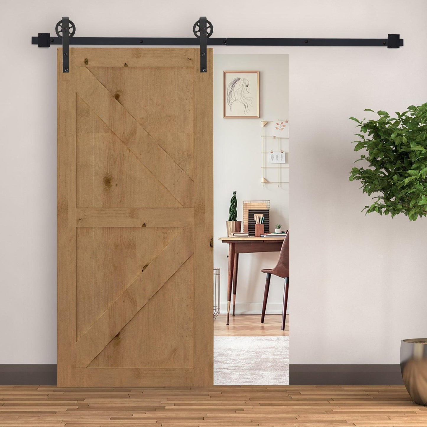 HOMCOM 6.6 FT Barn Door Kits - Easy-slide Carbon Steel Track System - ALL4U RETAILER LTD