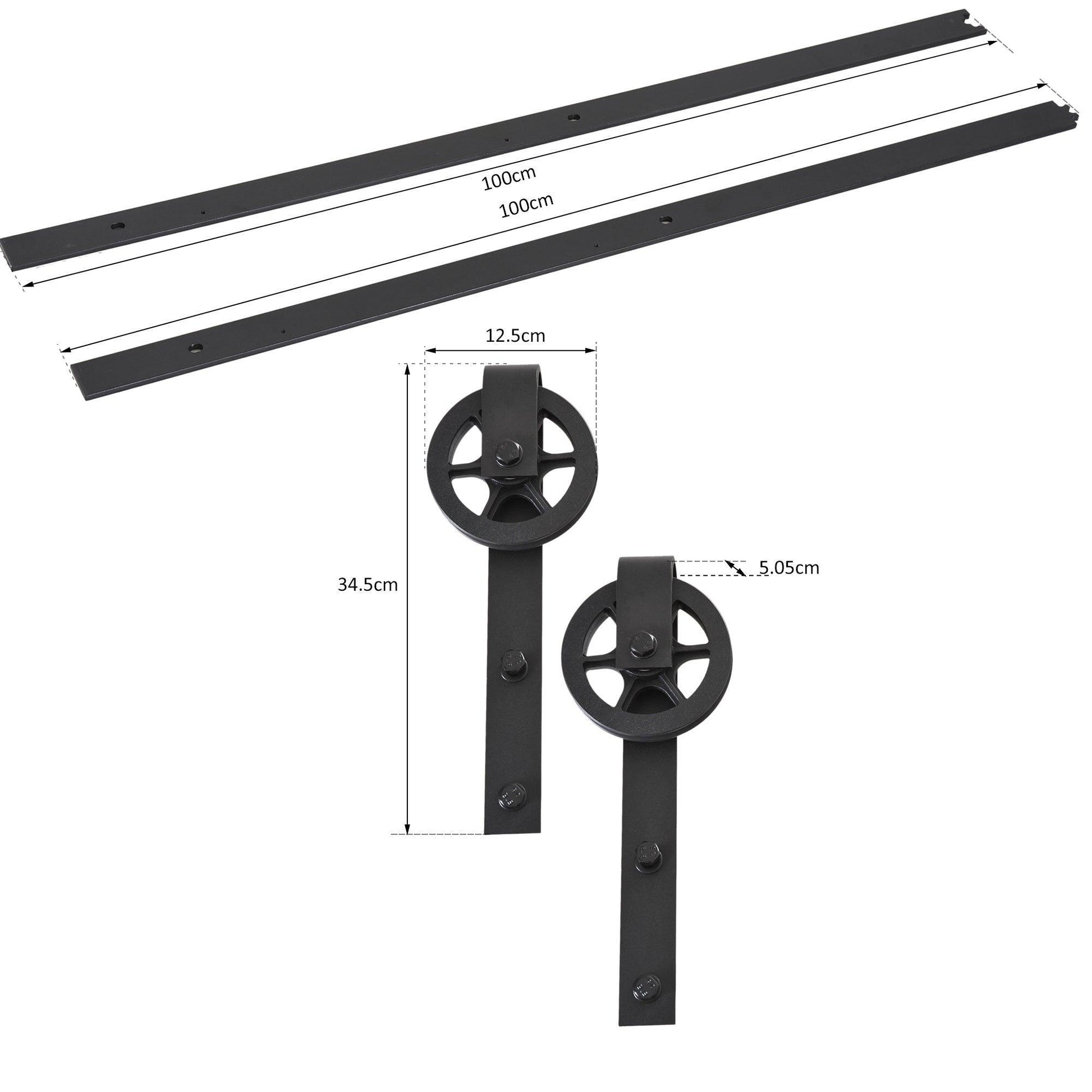 HOMCOM 6.6 FT Barn Door Kits - Easy-slide Carbon Steel Track System - ALL4U RETAILER LTD