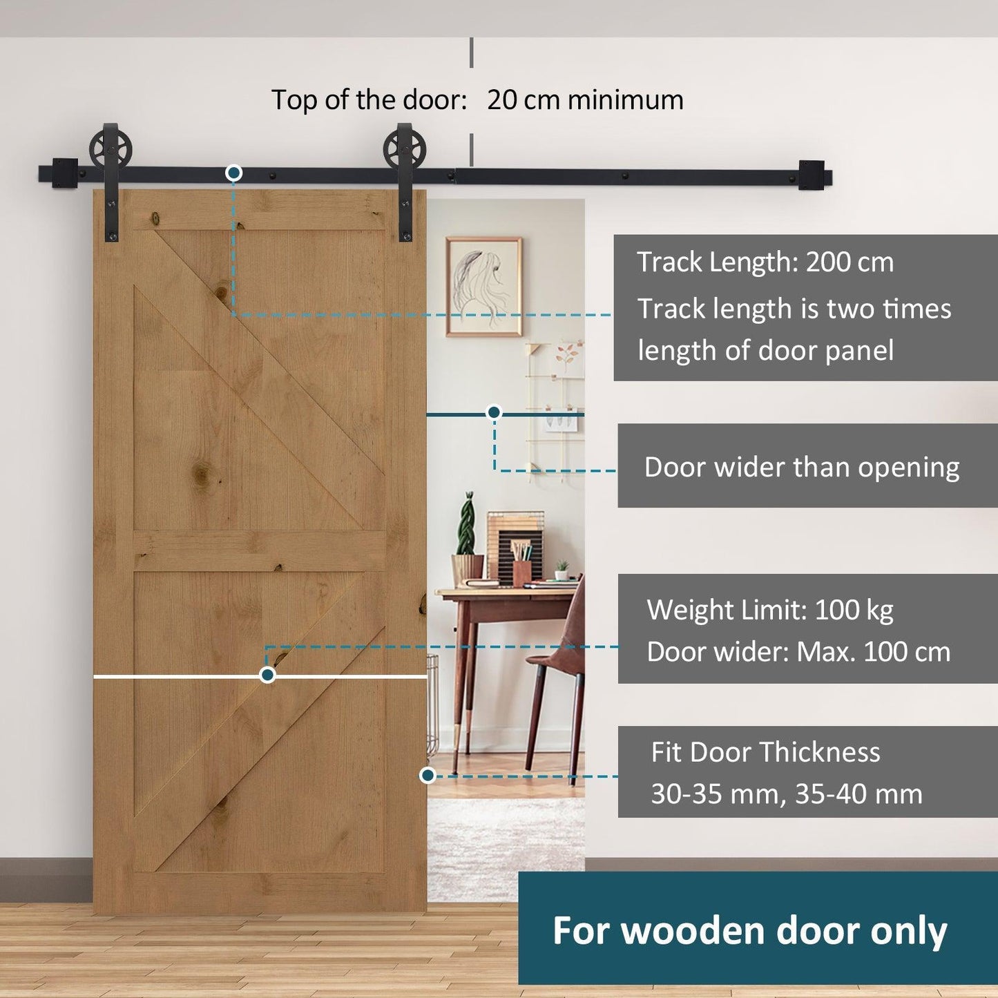 HOMCOM 6.6 FT Barn Door Kits - Easy-slide Carbon Steel Track System - ALL4U RETAILER LTD