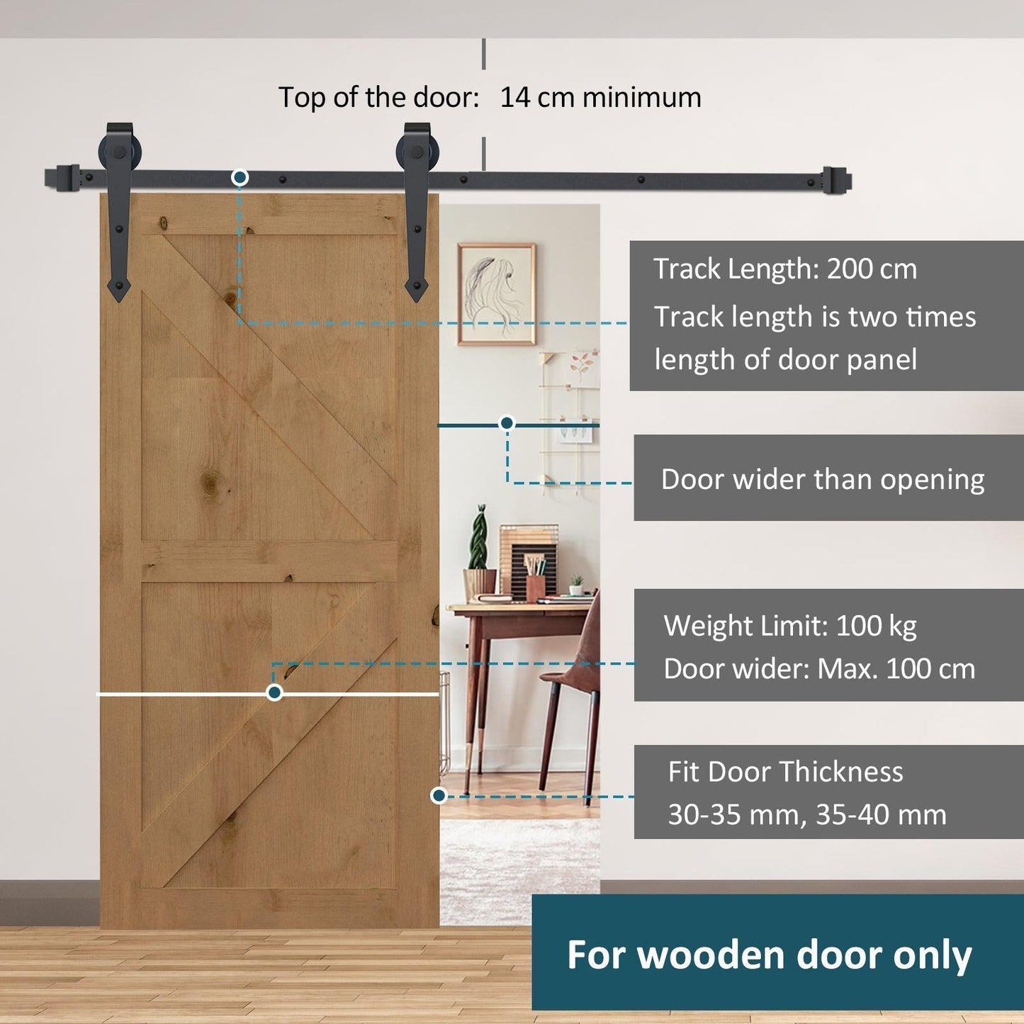 HOMCOM 6.6FT Sliding Door Kit - Antique Style Track System - ALL4U RETAILER LTD