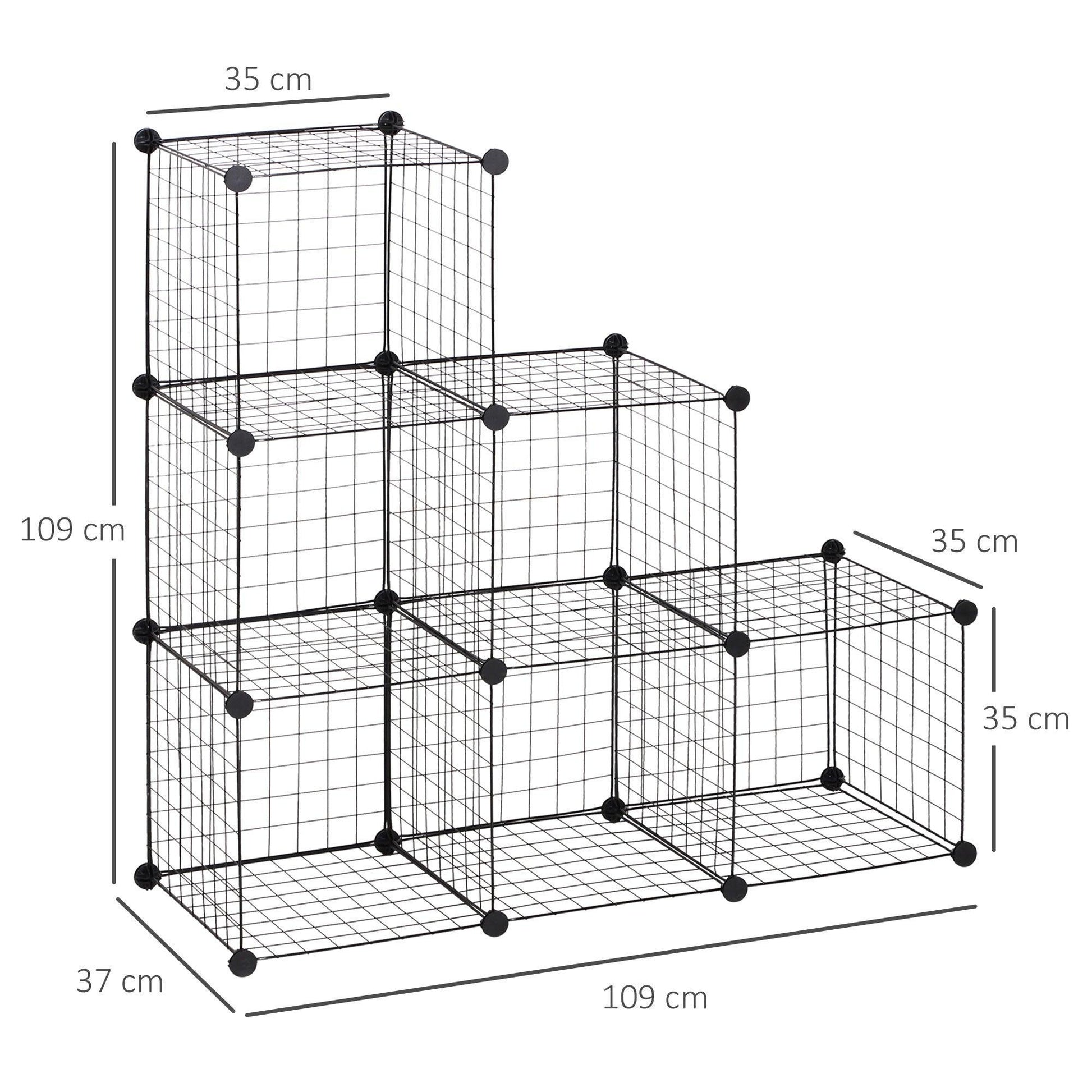 HOMCOM 6-Cube Wire Storage Cabinet - Black - ALL4U RETAILER LTD