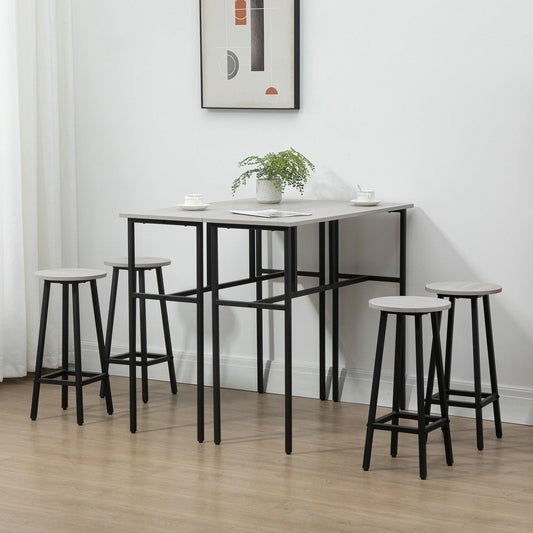 HOMCOM 6-Piece Bar Table Set: Breakfast Tables with Stools - ALL4U RETAILER LTD