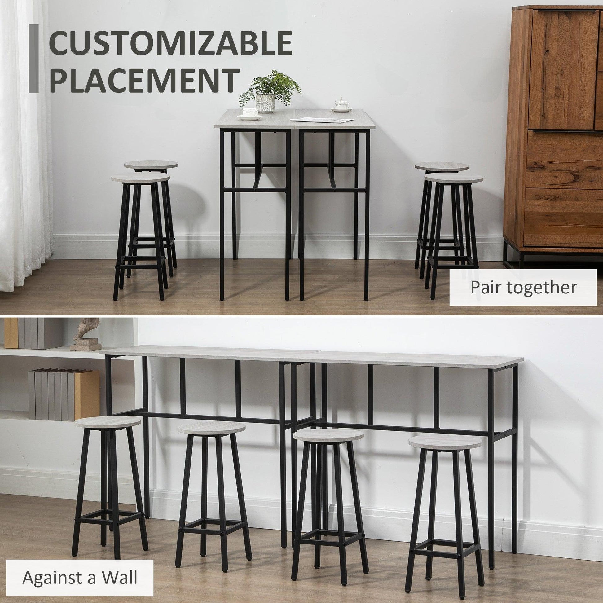 HOMCOM 6-Piece Bar Table Set: Breakfast Tables with Stools - ALL4U RETAILER LTD