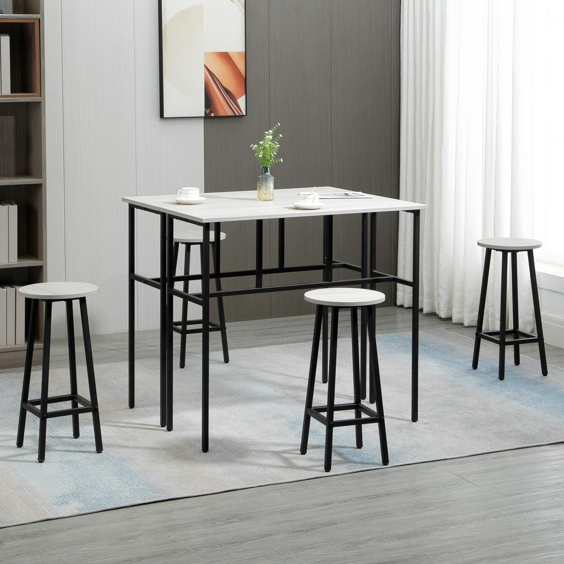 HOMCOM 6-Piece Bar Table Set: Breakfast Tables with Stools - ALL4U RETAILER LTD