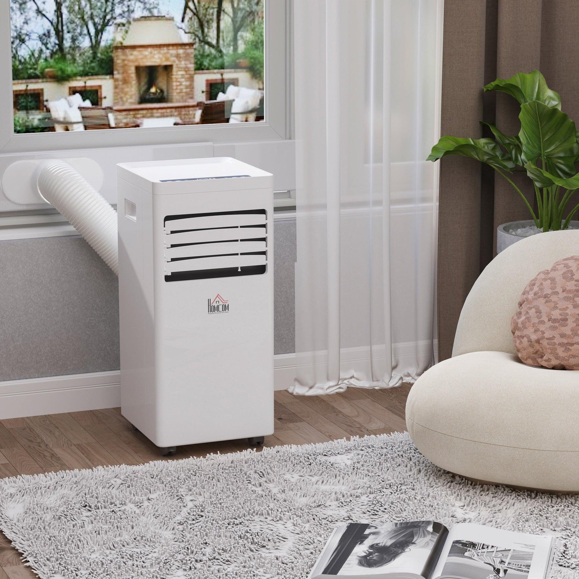 HOMCOM 650W Air Conditioner - White - Remote Control - ALL4U RETAILER LTD