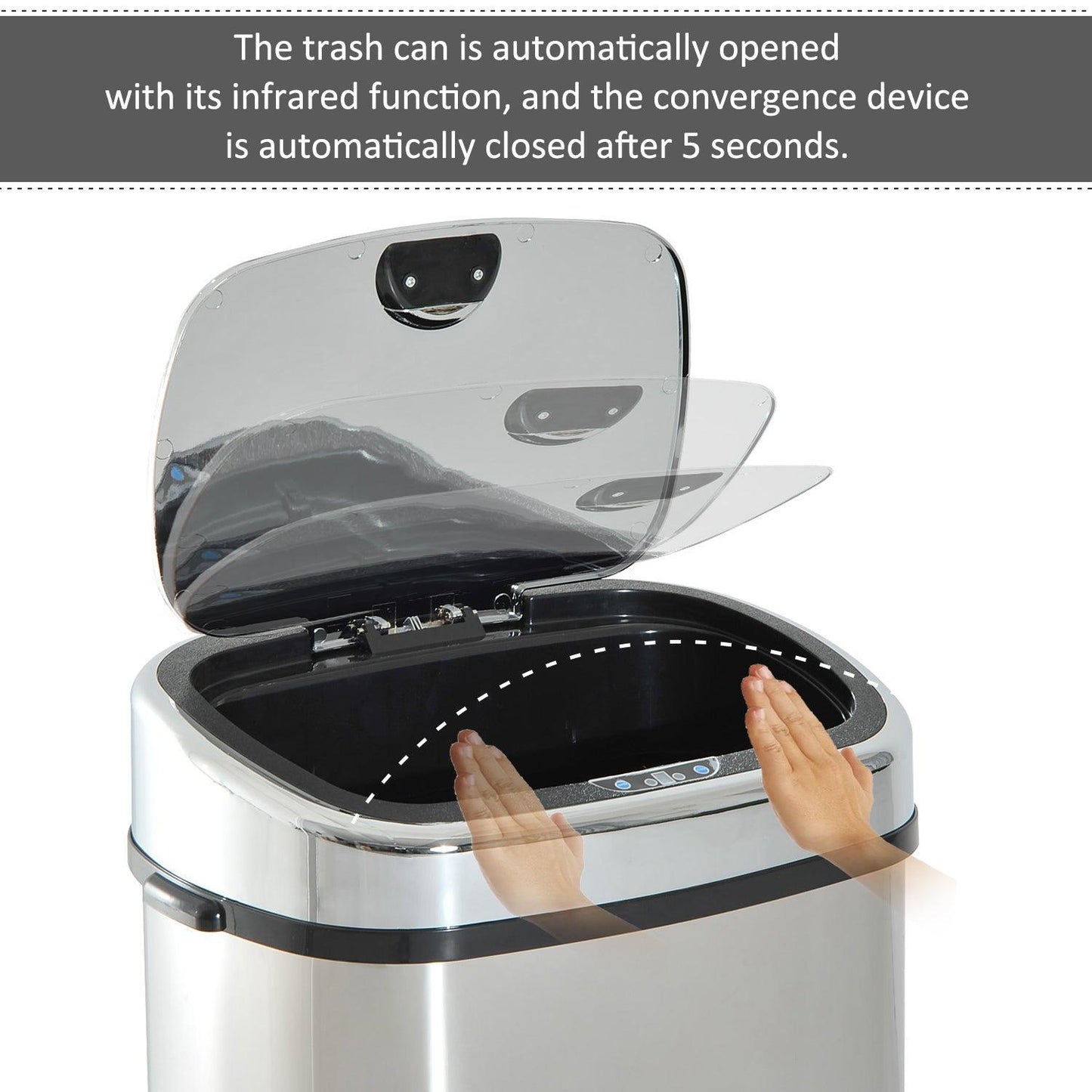 HOMCOM 68L Auto Lid Kitchen Bin – Silver - ALL4U RETAILER LTD