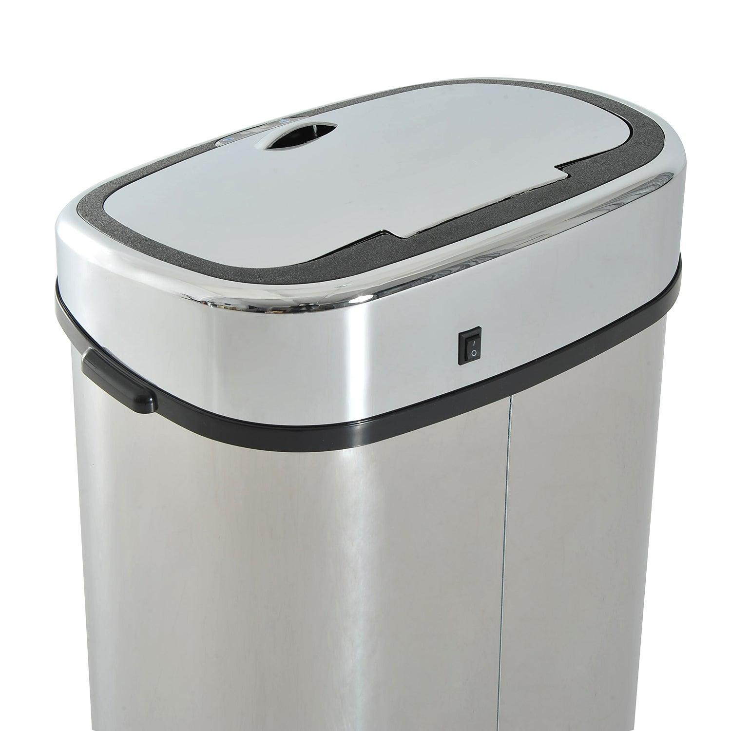 HOMCOM 68L Auto Lid Kitchen Bin – Silver - ALL4U RETAILER LTD