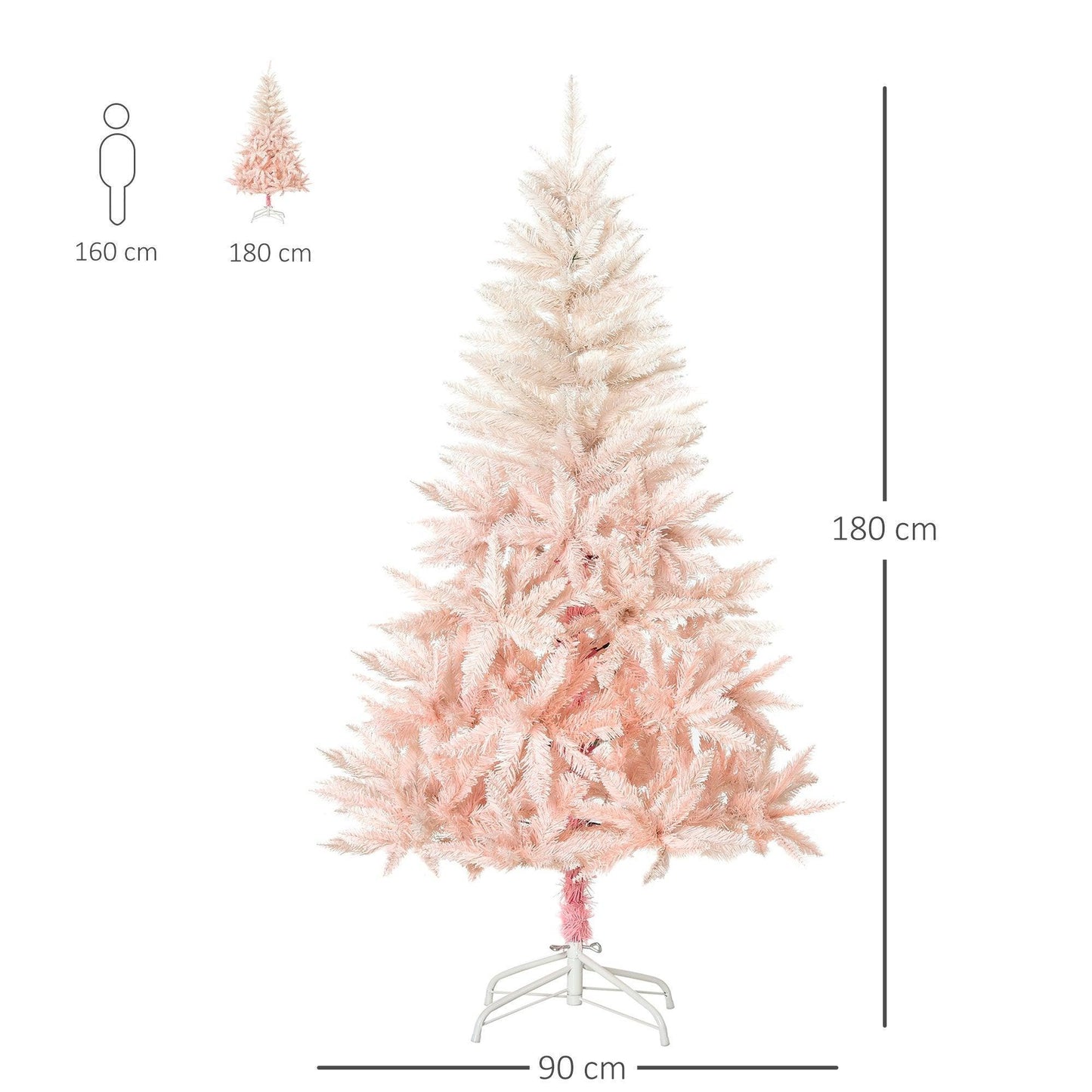 HOMCOM 6ft Christmas Tree with Metal Stand - Pink - ALL4U RETAILER LTD