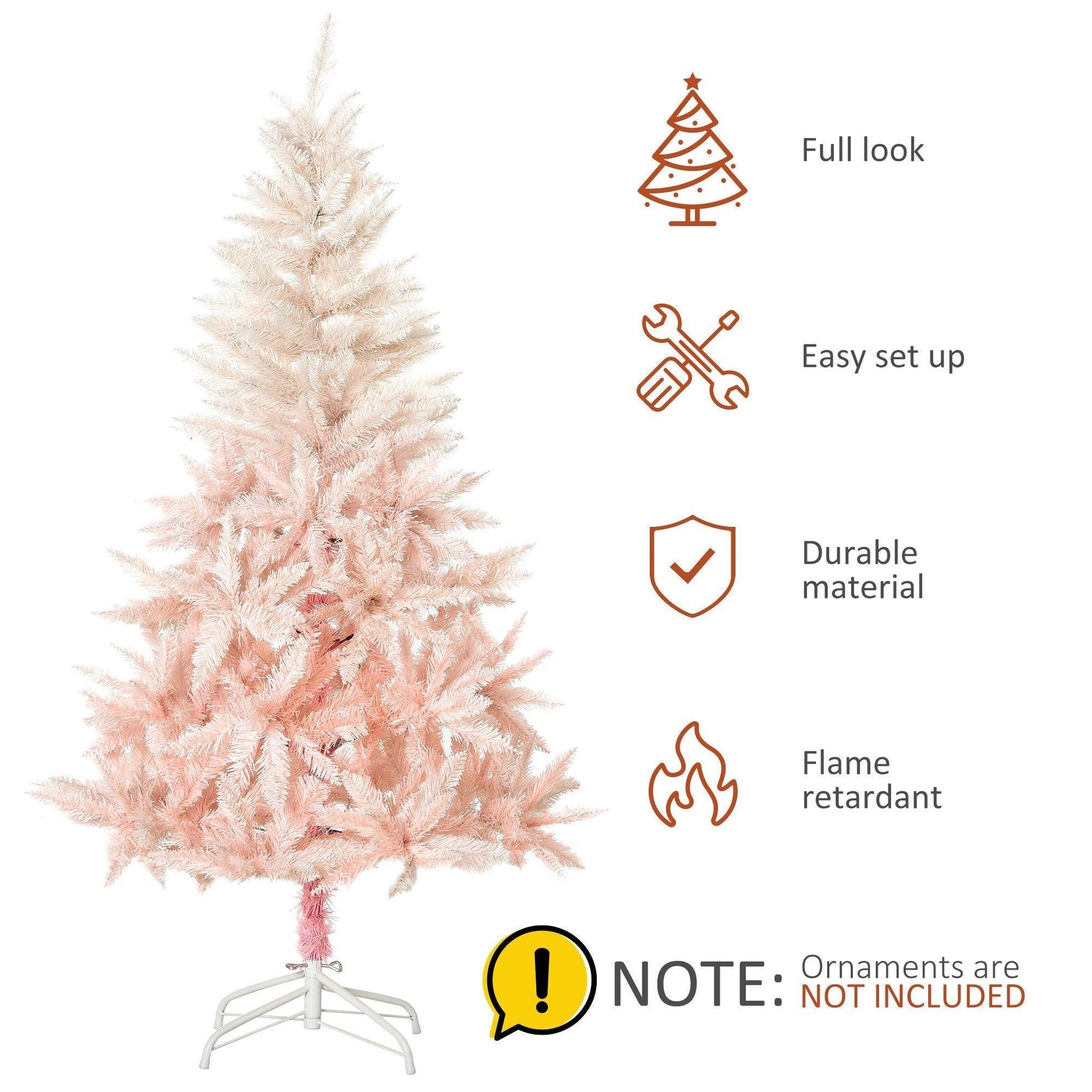 HOMCOM 6ft Christmas Tree with Metal Stand - Pink - ALL4U RETAILER LTD