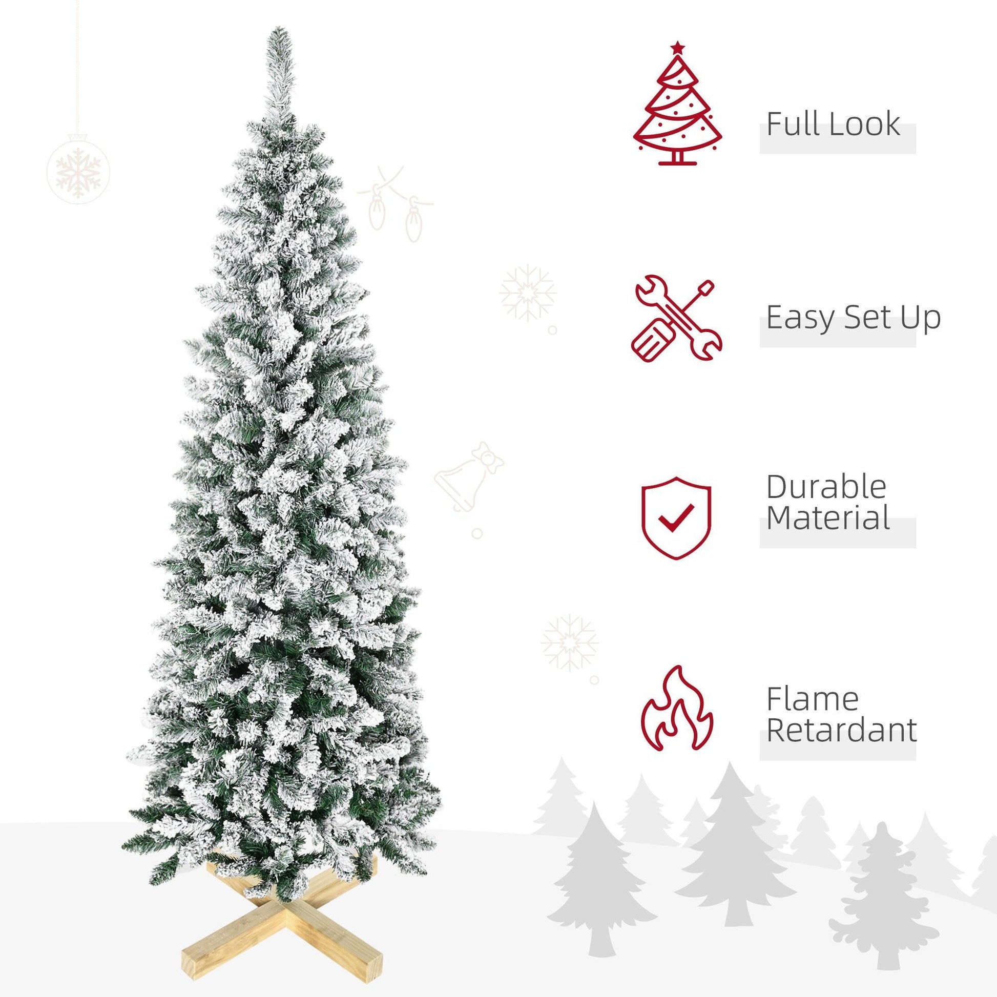 HOMCOM 6ft Flocked Xmas Tree: Realistic & Easy - ALL4U RETAILER LTD