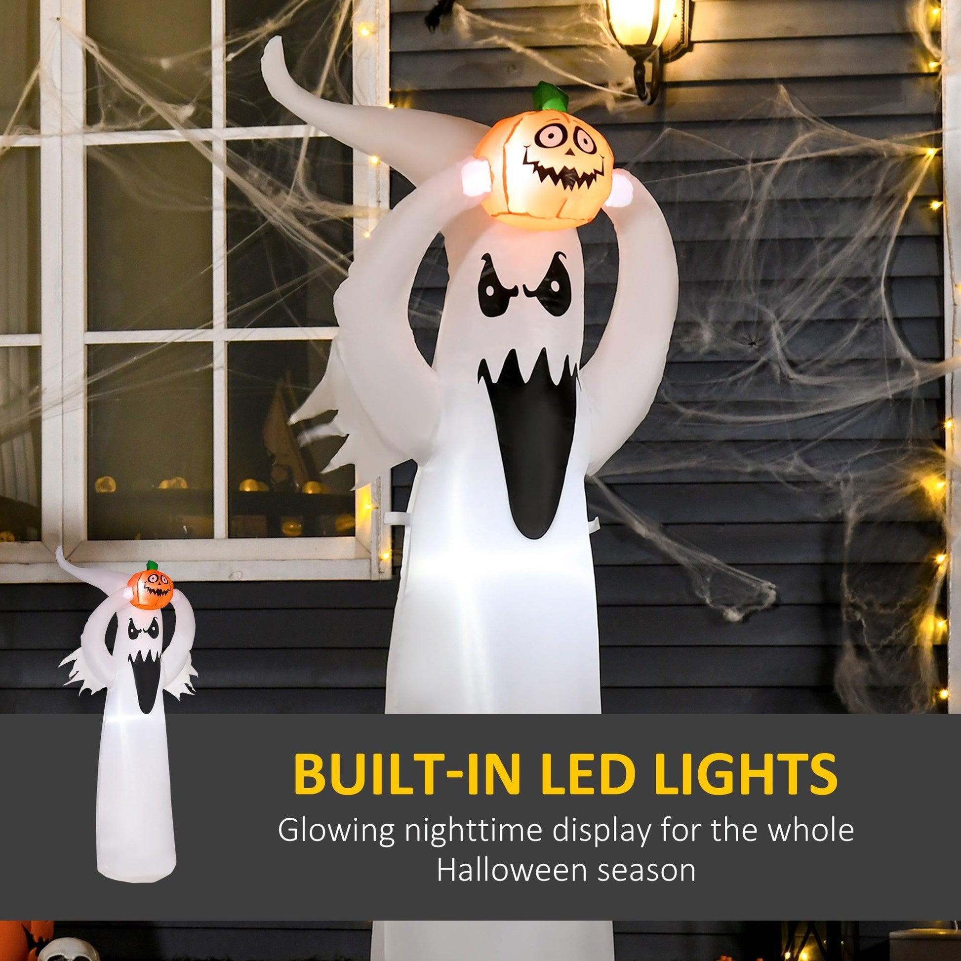 HOMCOM 6FT LED Floating Ghost & Pumpkin Decoration - ALL4U RETAILER LTD