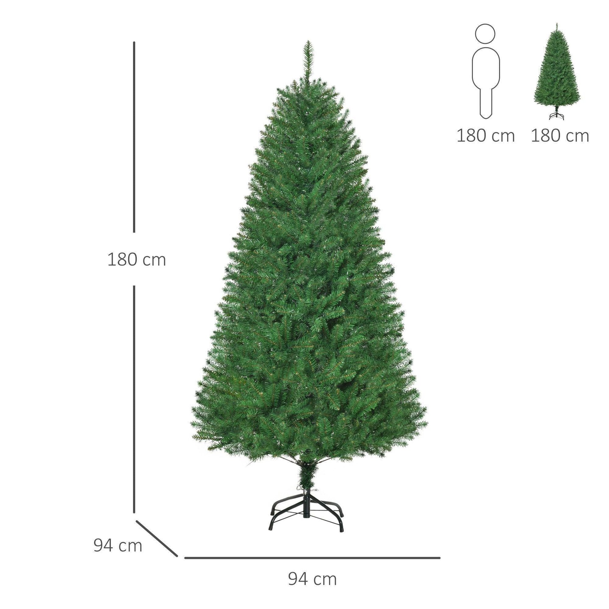 HOMCOM 6ft Pre-Lit Christmas Tree - Warm White LED - ALL4U RETAILER LTD