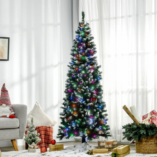 HOMCOM 6ft Pre-Lit Slim Christmas Tree - ALL4U RETAILER LTD