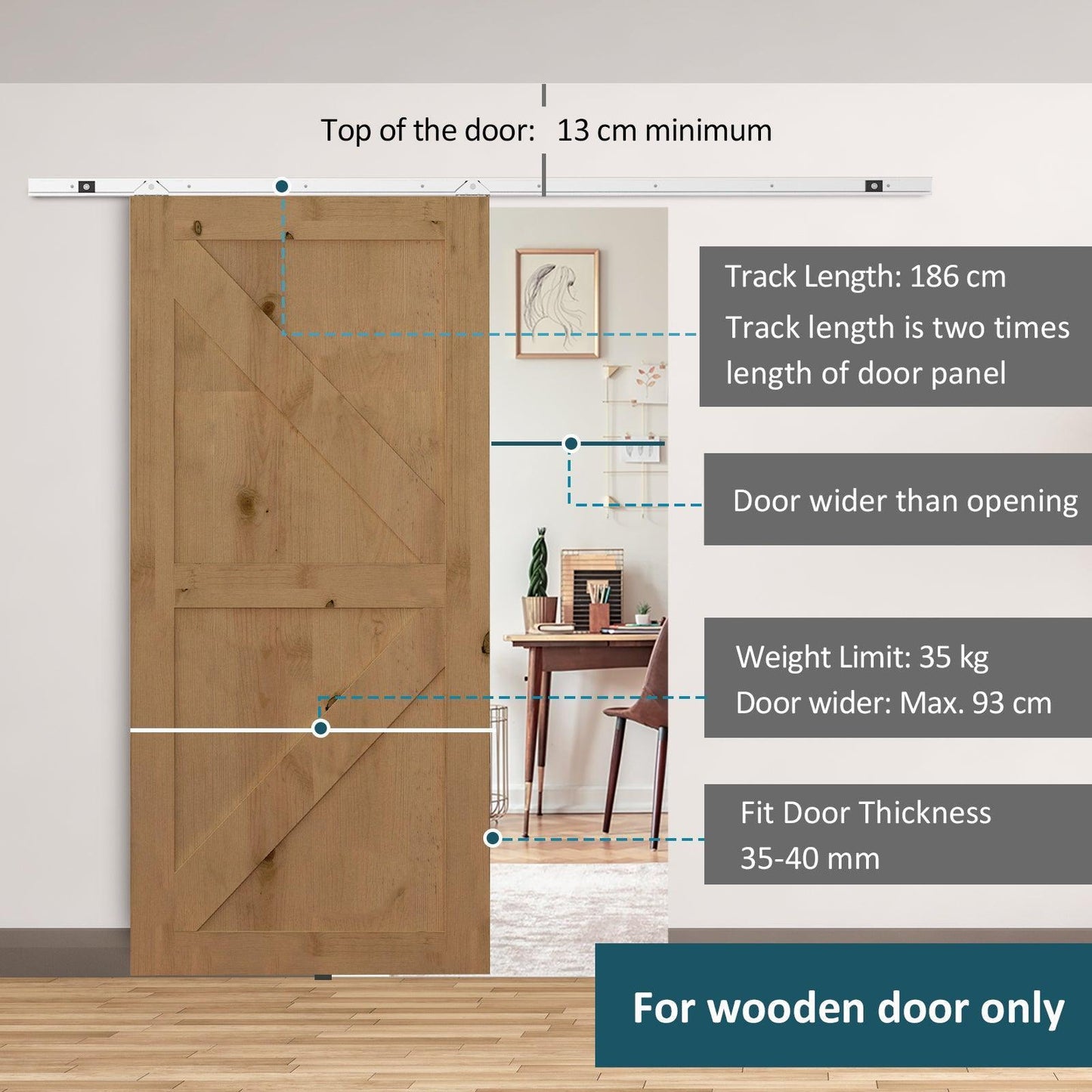 HOMCOM 6FT Sliding Barn Door Track Kit - ALL4U RETAILER LTD