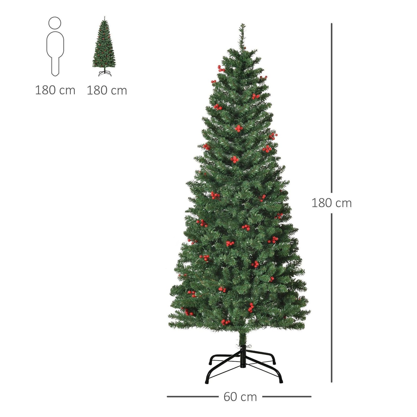 HOMCOM 6FT Slim LED PreLit Christmas Tree - ALL4U RETAILER LTD