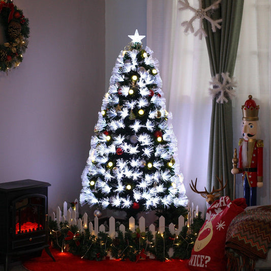 HOMCOM 6ft White Artificial Christmas Tree with Star Topper - Pre-Lit - ALL4U RETAILER LTD