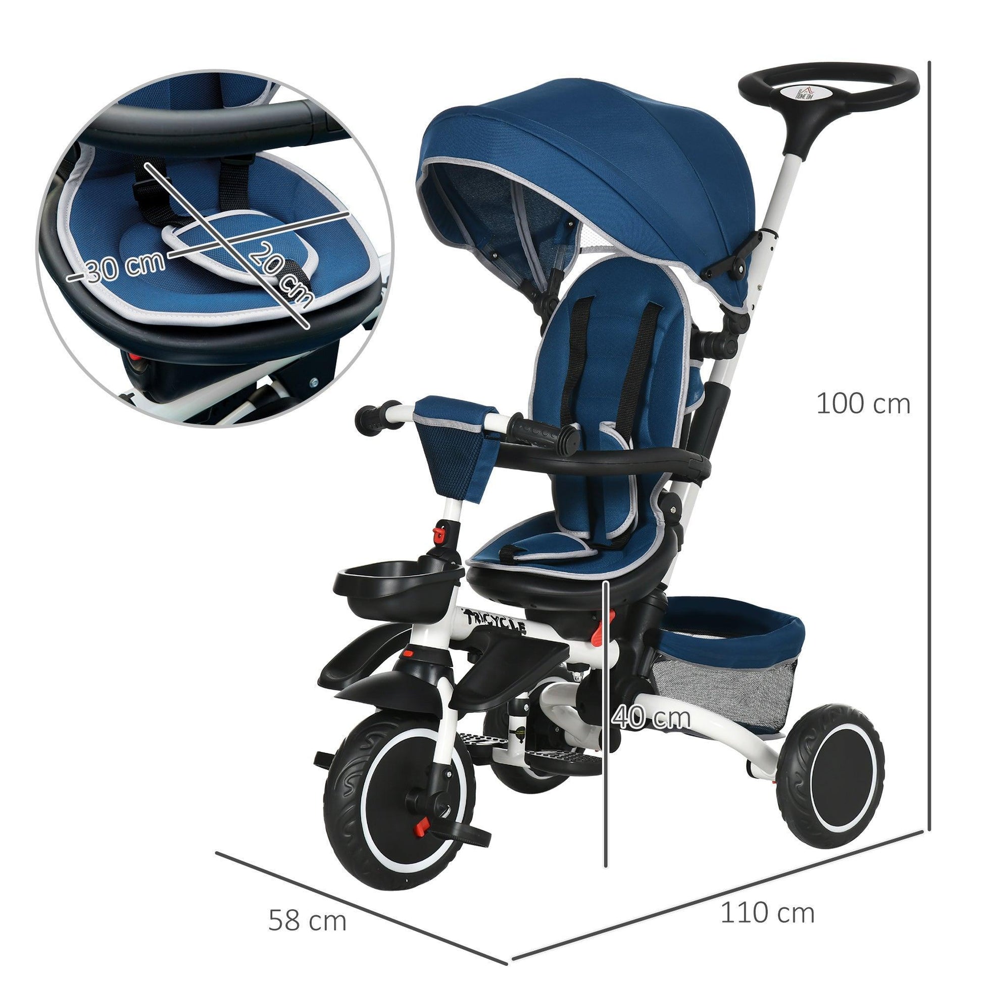 HOMCOM 7-in-1 Tricycle for Ages 12-50 Months - ALL4U RETAILER LTD