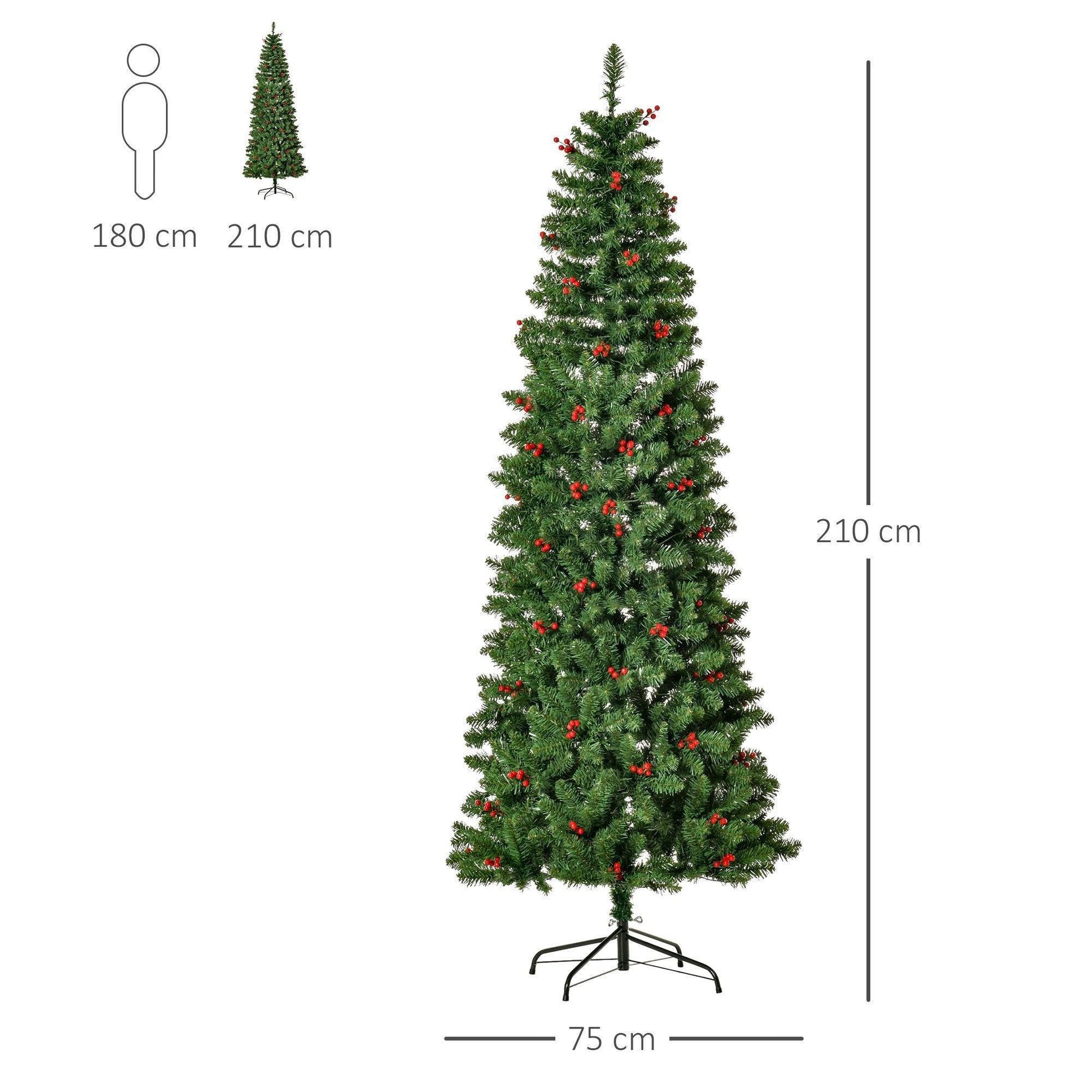 HOMCOM 7FT Pre-lit Pencil Christmas Tree - ALL4U RETAILER LTD