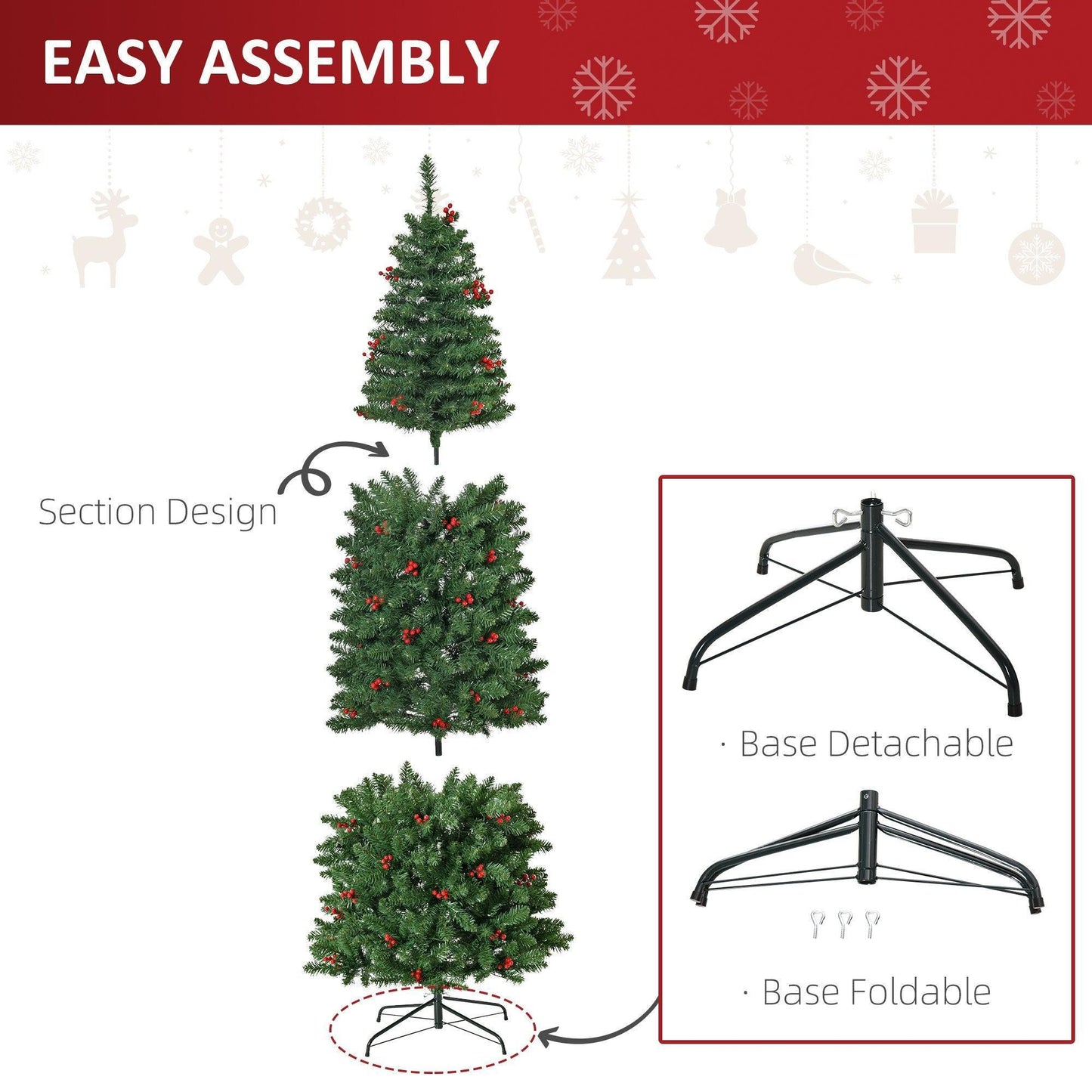 HOMCOM 7FT Pre-lit Pencil Christmas Tree - ALL4U RETAILER LTD