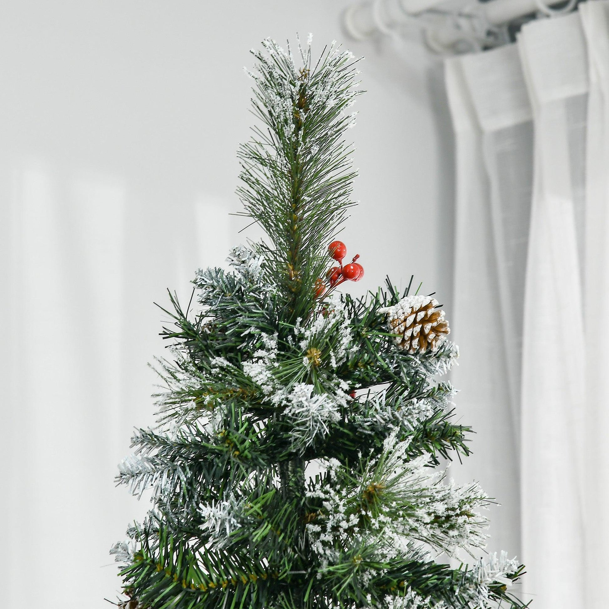 HOMCOM 7ft Snowy Christmas Tree with Realistic Branches, Green - ALL4U RETAILER LTD