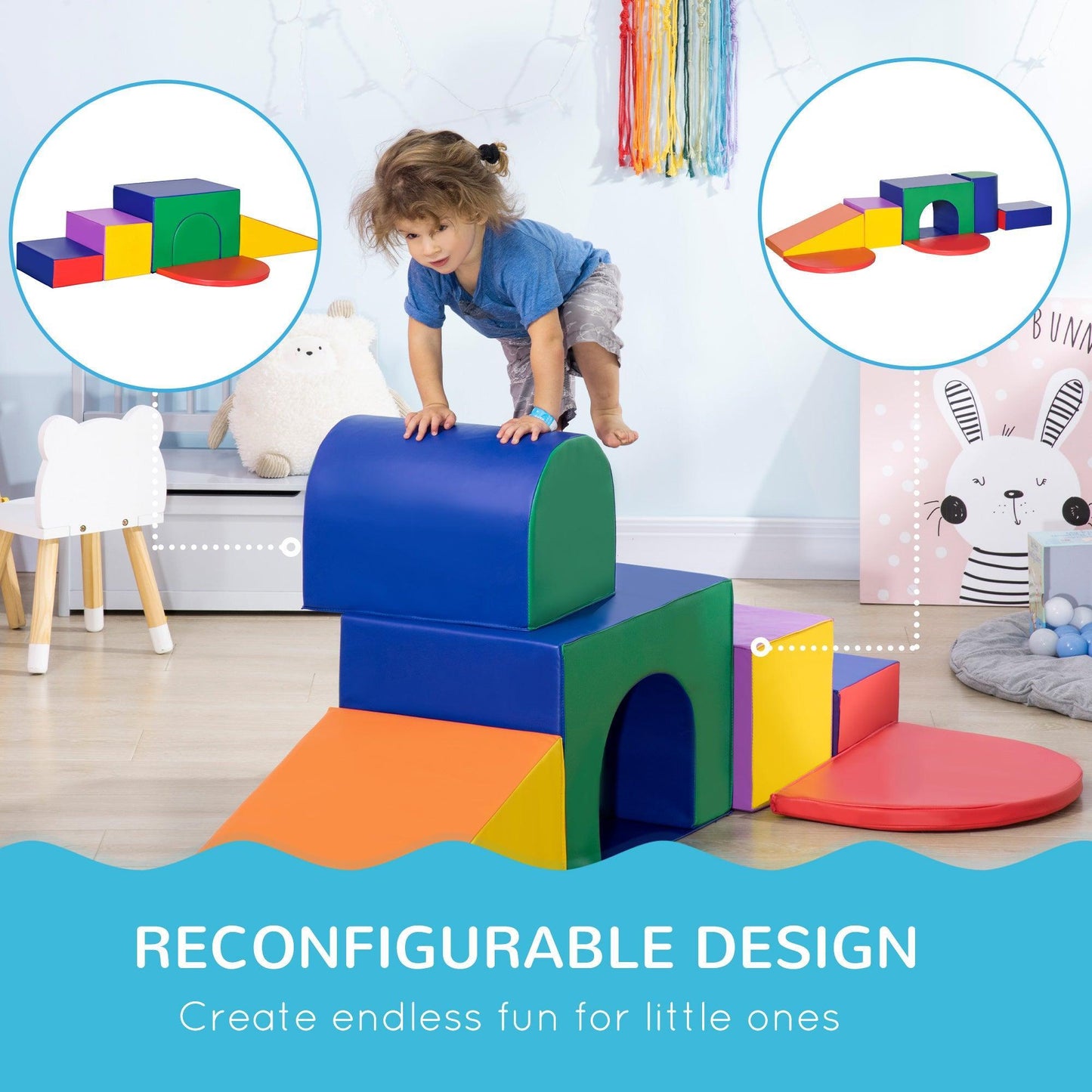 HOMCOM 7pc Soft Play Set for Toddlers - ALL4U RETAILER LTD