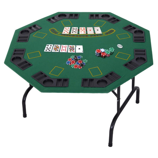 HOMCOM 8-Player Folding Poker Table - Green - ALL4U RETAILER LTD