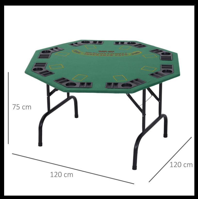 HOMCOM 8-Player Folding Poker Table - Green - ALL4U RETAILER LTD