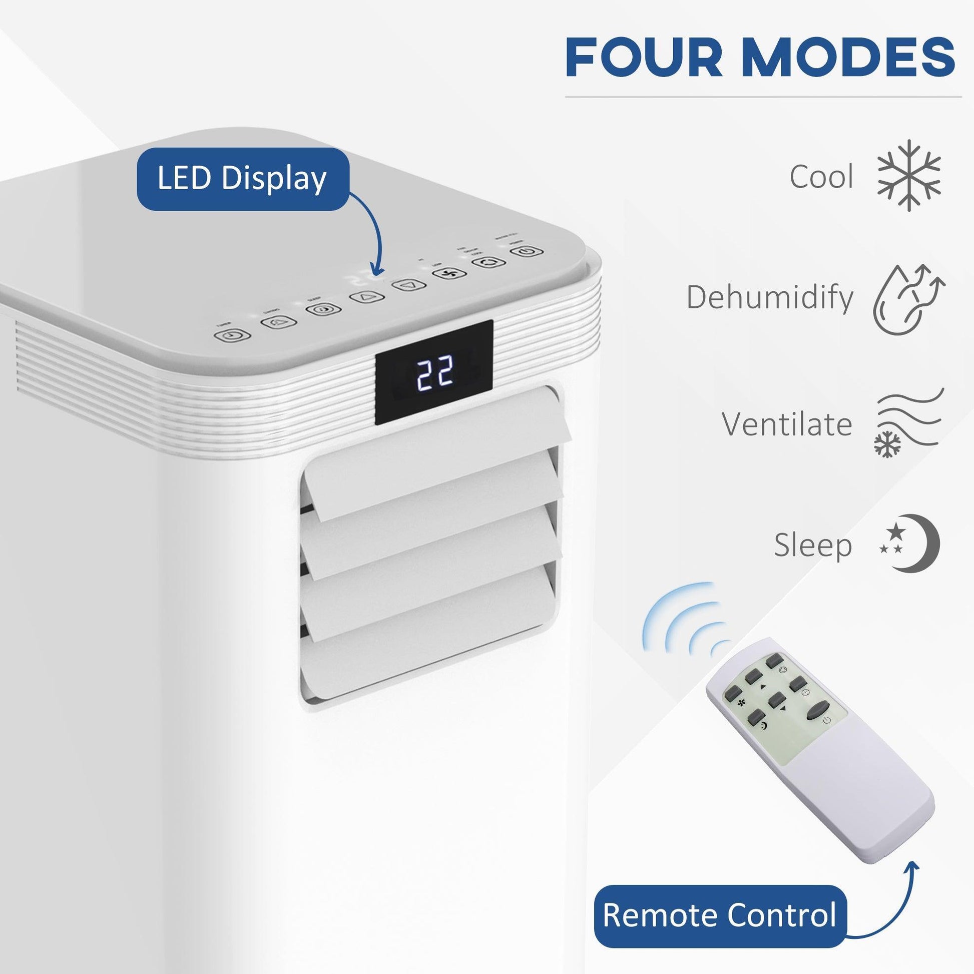 HOMCOM 8000 BTU Compact Mobile AC - Cooling & Dehumidifying - ALL4U RETAILER LTD