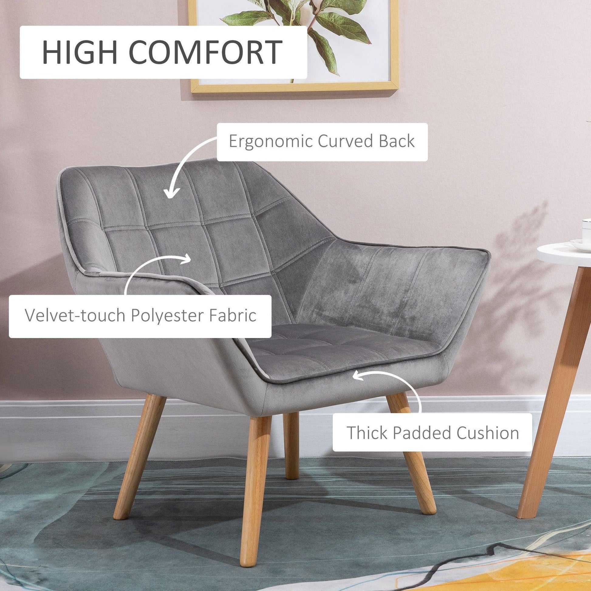 HOMCOM Accent Chair: Comfy Grey Seating - ALL4U RETAILER LTD