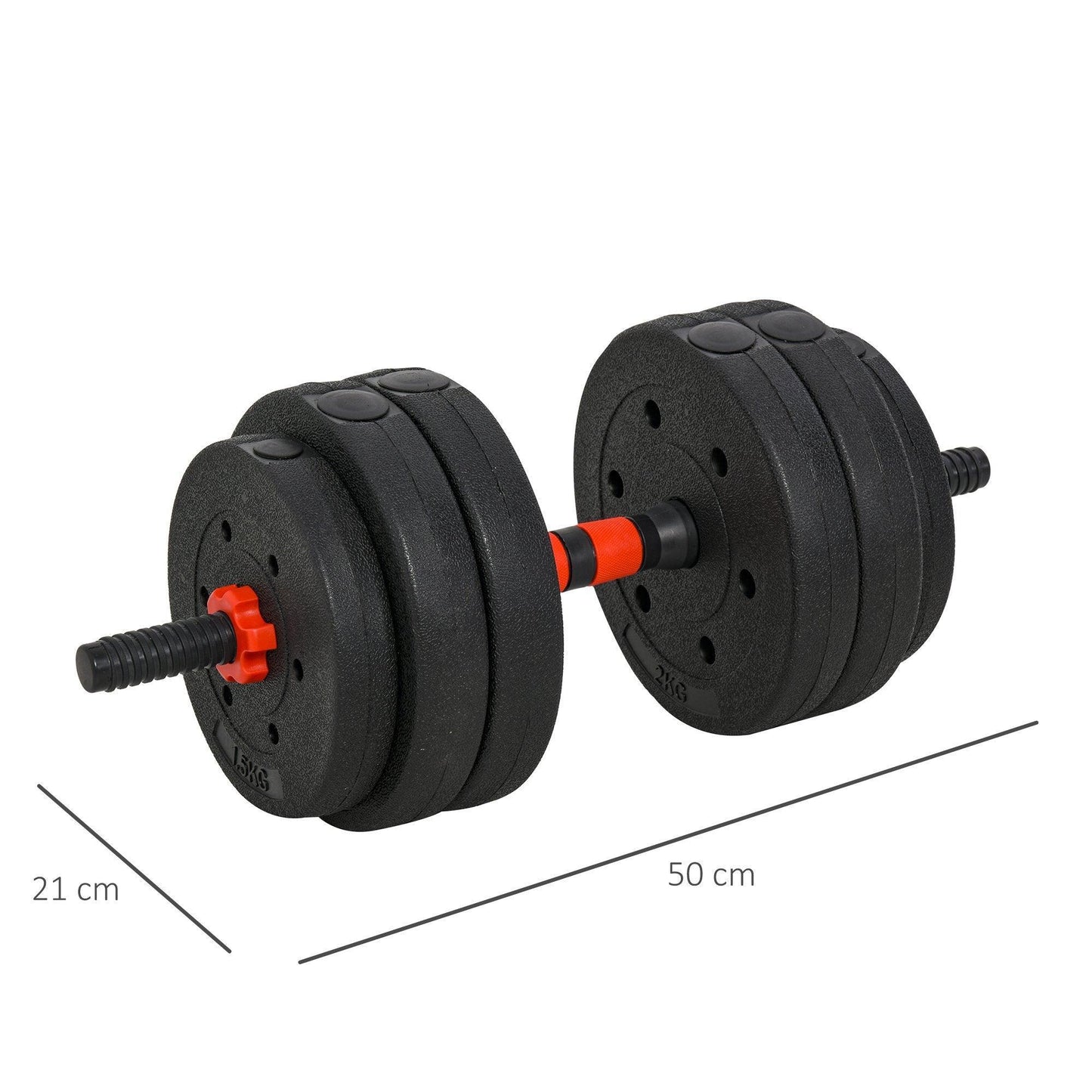 HOMCOM Adjustable 2-in-1 Dumbbells Set - 25kg, Ideal for Fitness - ALL4U RETAILER LTD