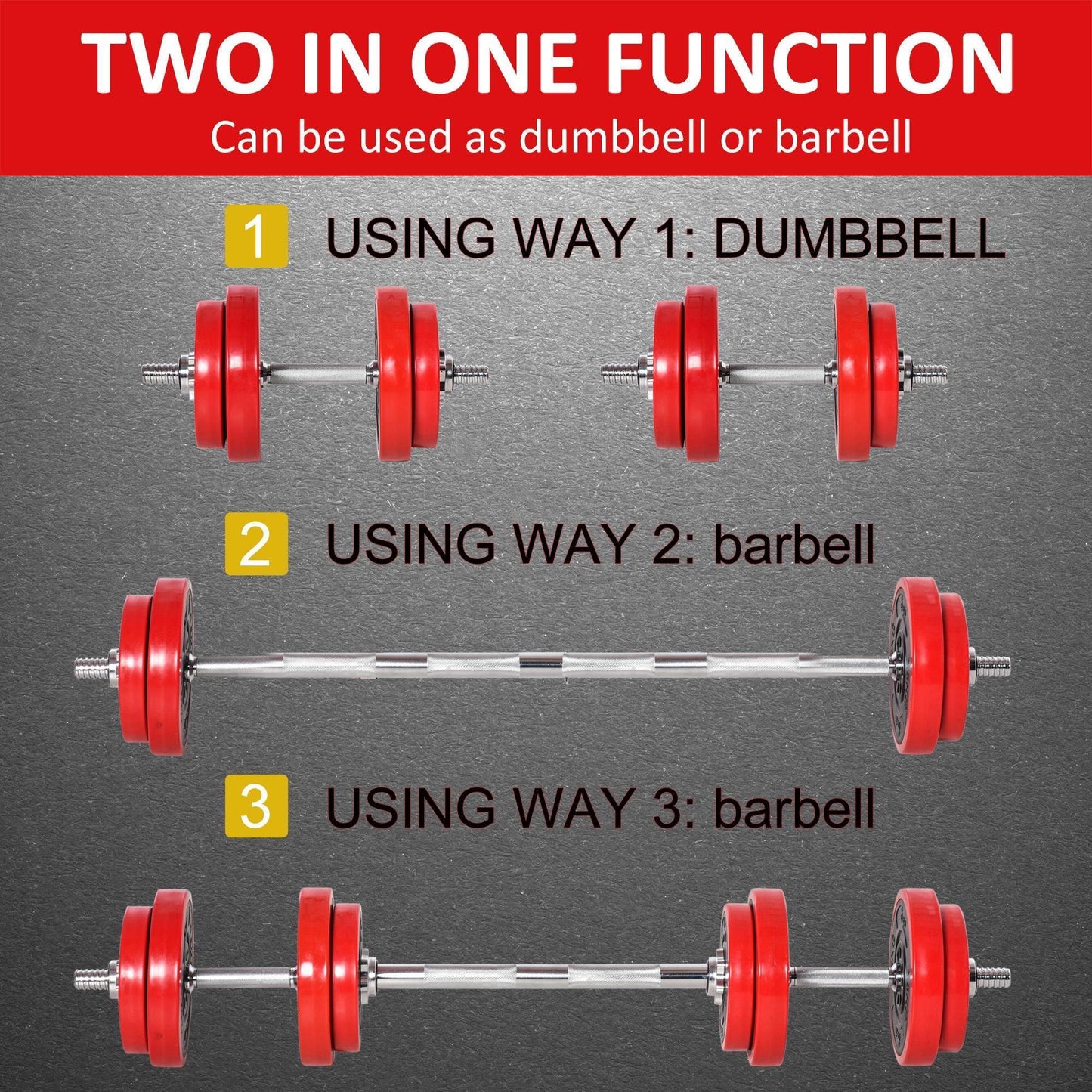 HOMCOM Adjustable 20KGS Dumbbell & Barbell Set - ALL4U RETAILER LTD