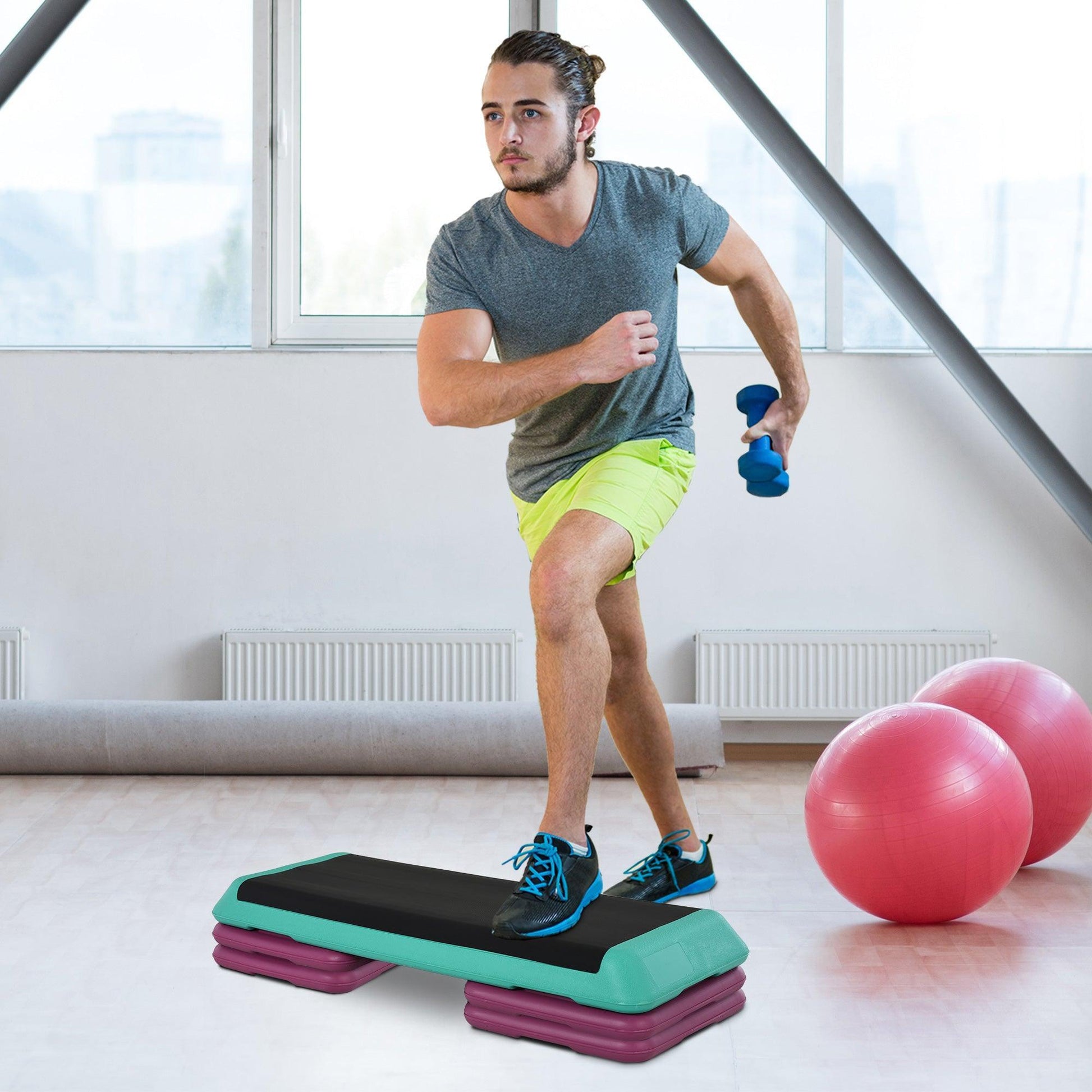 HOMCOM Adjustable Aerobic Stepper: 3 Levels, Non-Slip - ALL4U RETAILER LTD