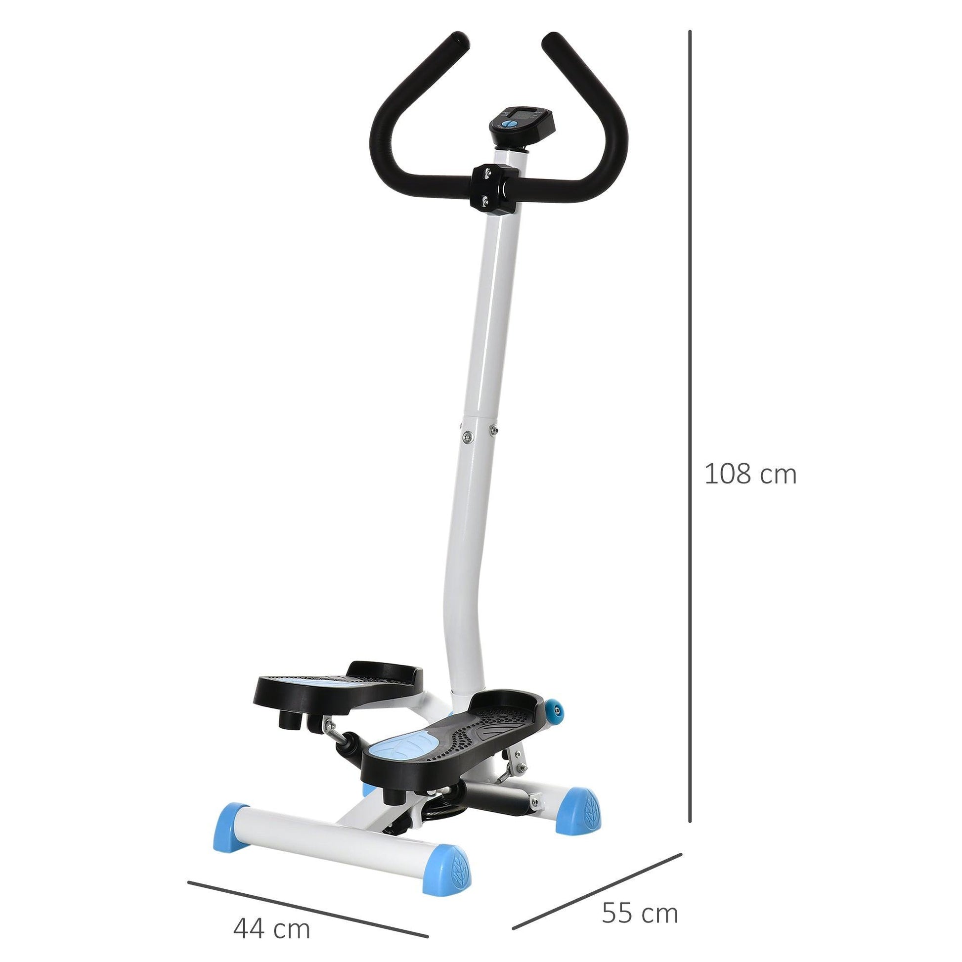 HOMCOM Adjustable Aerobic Stepper with LCD & Handlebars - ALL4U RETAILER LTD