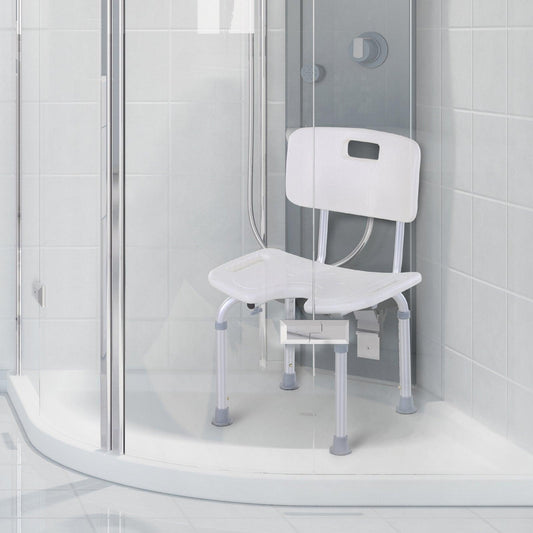 HOMCOM Adjustable Bath Stool with Handle - ALL4U RETAILER LTD