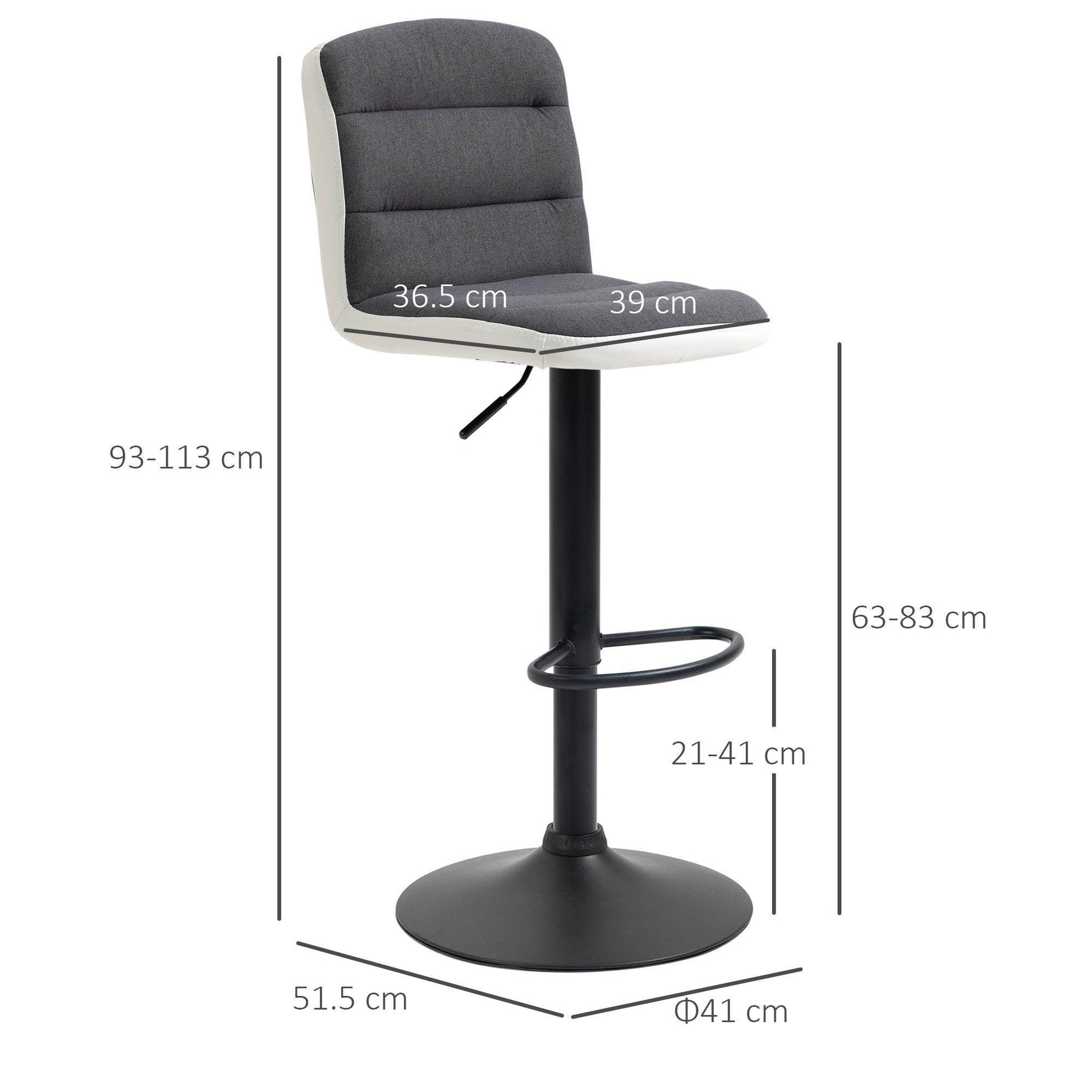 HOMCOM Adjustable Dark Grey Bar Stool Set - Comfortable & Stylish - ALL4U RETAILER LTD