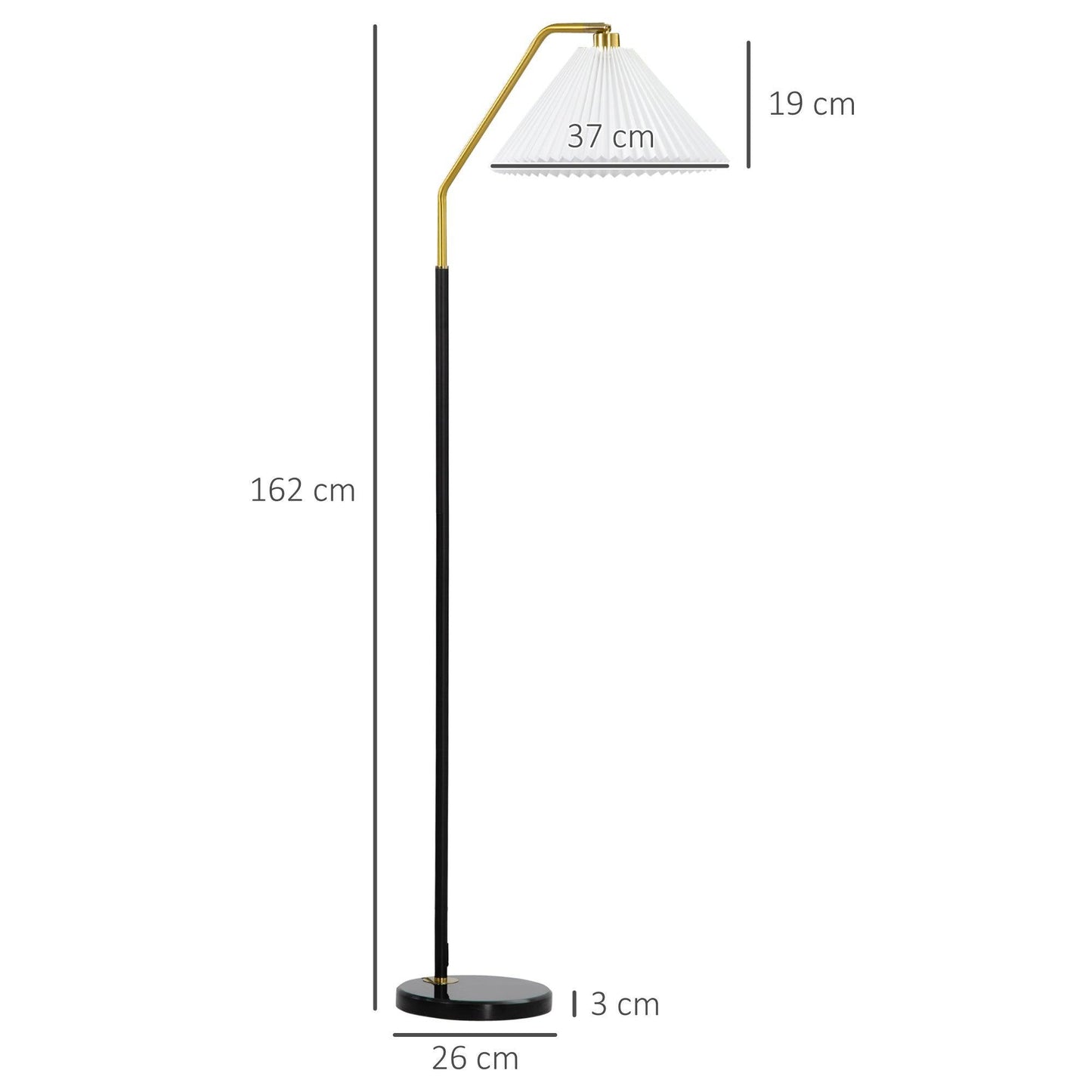 HOMCOM Adjustable Floor Lamp for Living Room - White - ALL4U RETAILER LTD