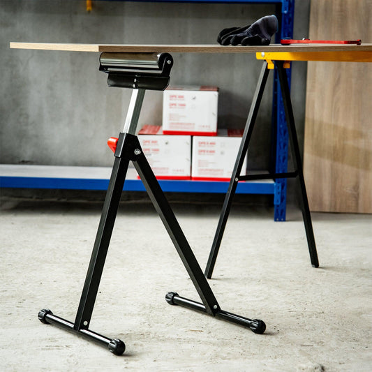 HOMCOM Adjustable Folding Roller Stand - Metal Construction, Portable - ALL4U RETAILER LTD