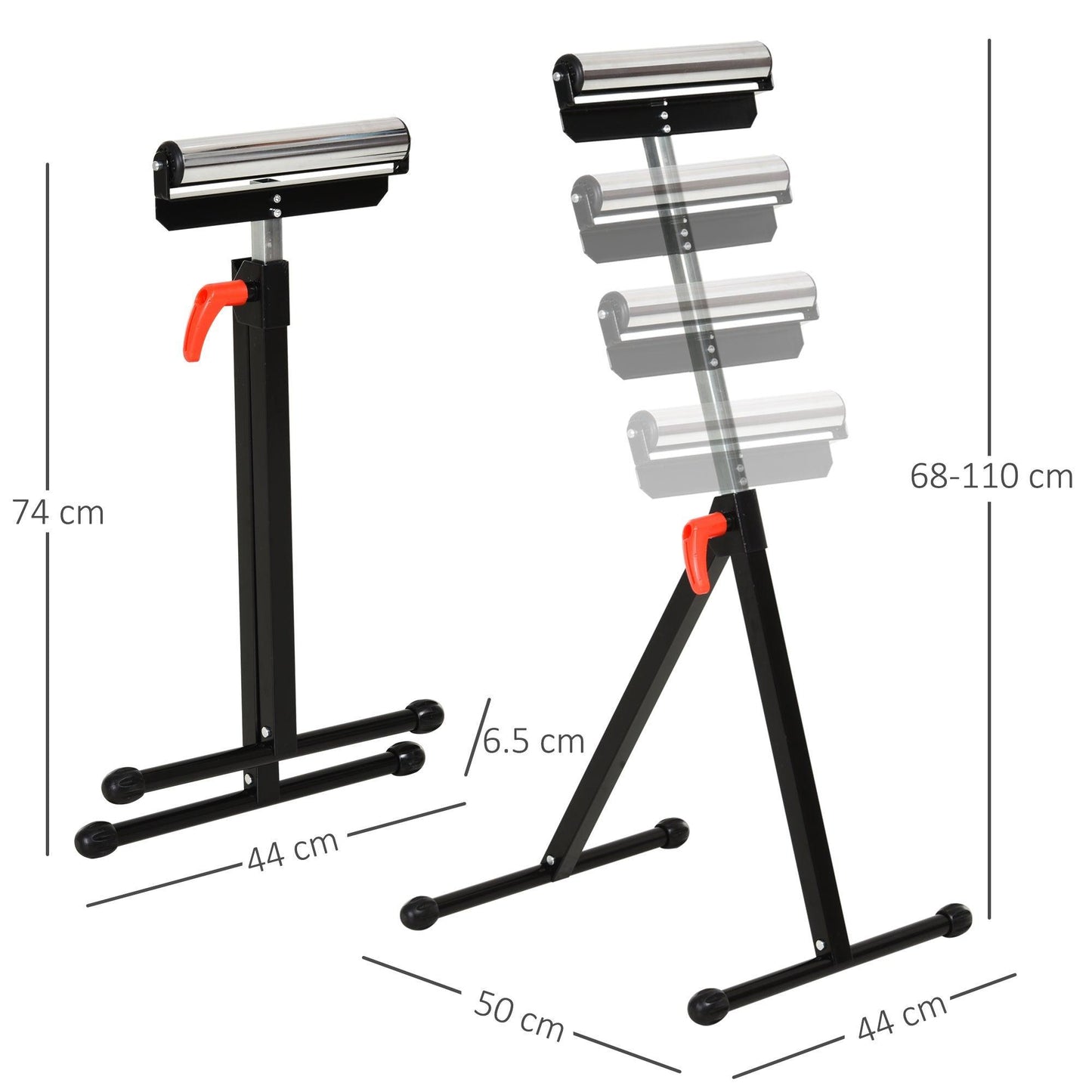 HOMCOM Adjustable Folding Roller Stand - Metal Construction, Portable - ALL4U RETAILER LTD